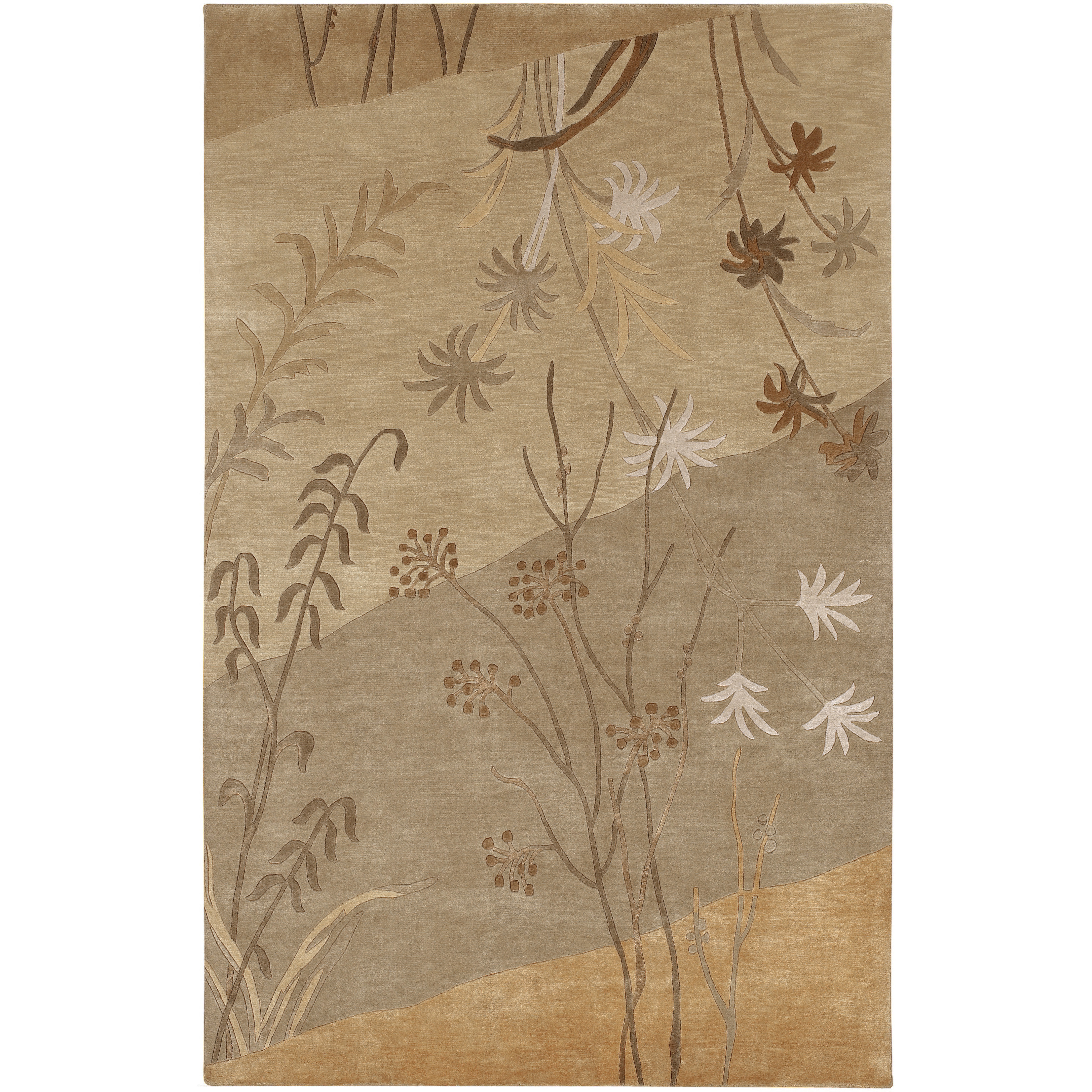 Mugal 132 X 96 inch Tan, Camel, Dark Brown Rug