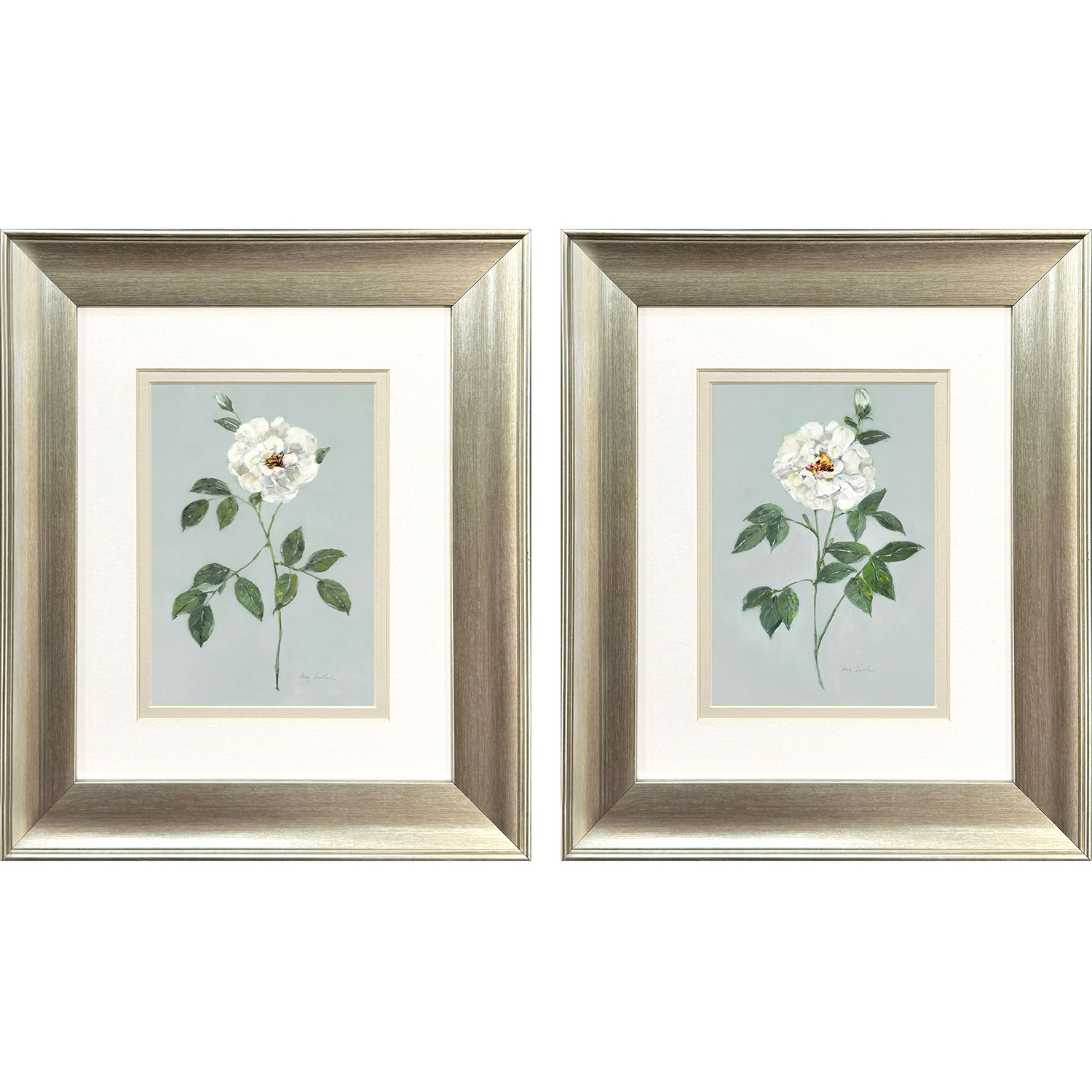 Rose Beauty Blue and Green and White Framed Art, Propac