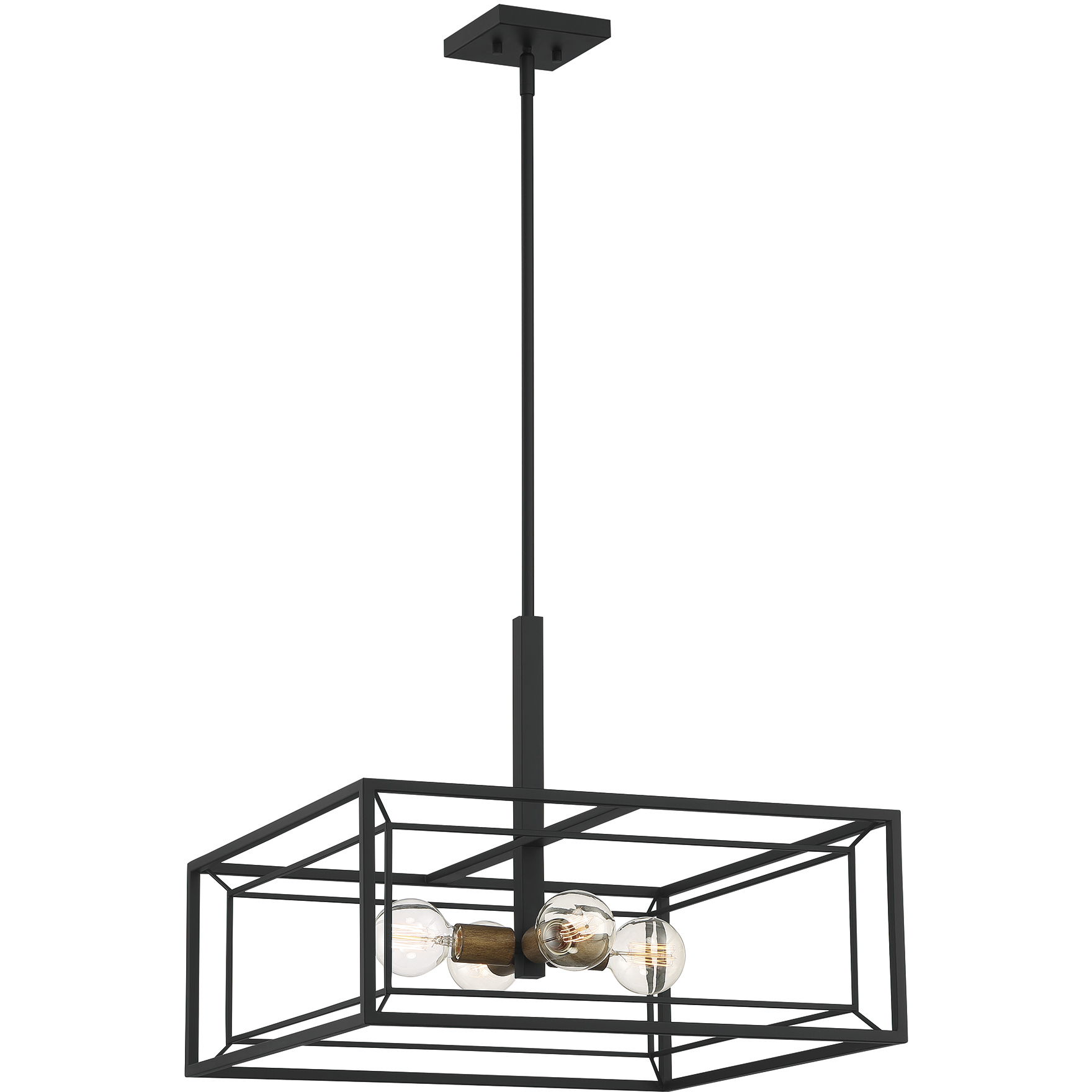 Within 4 Light 22 inch Matte Black Pendant Ceiling Light
