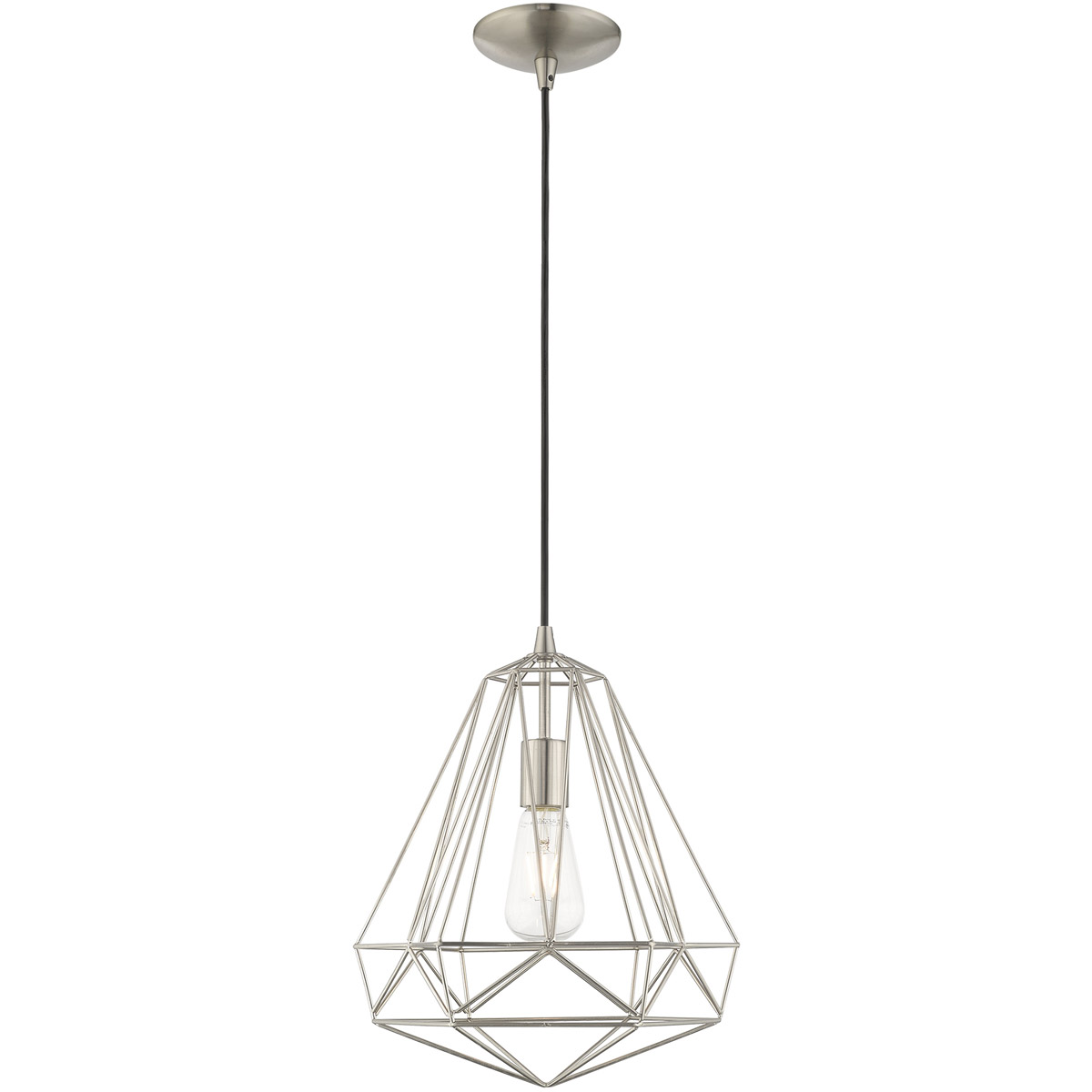 Geometric 1 Light 12.25 inch Brushed Nickel Mini Pendant Ceiling Light