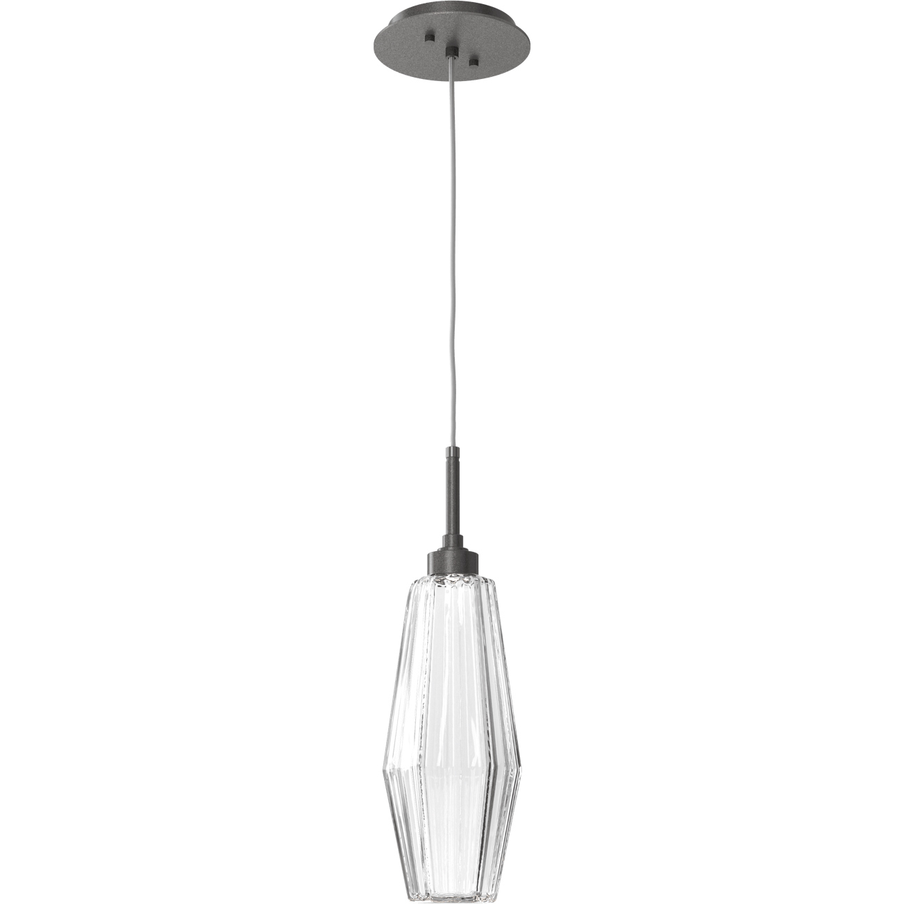 Aalto LED 4.3 inch Graphite Pendant Ceiling Light in Optic Rib Clear ...