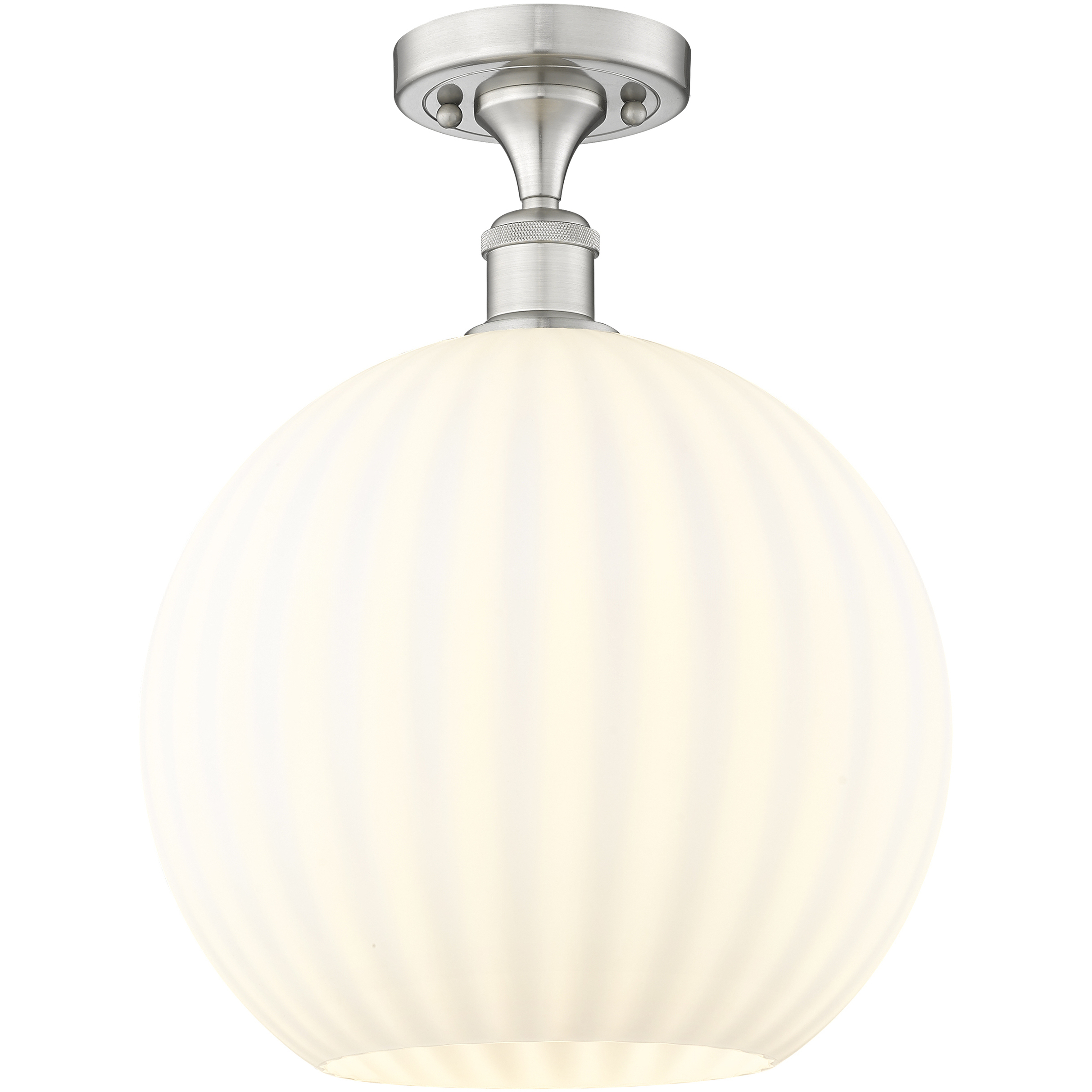Ballston White Venetian 1 Light 12 inch Brushed Satin Nickel Semi-Flush Mount Ceiling Light