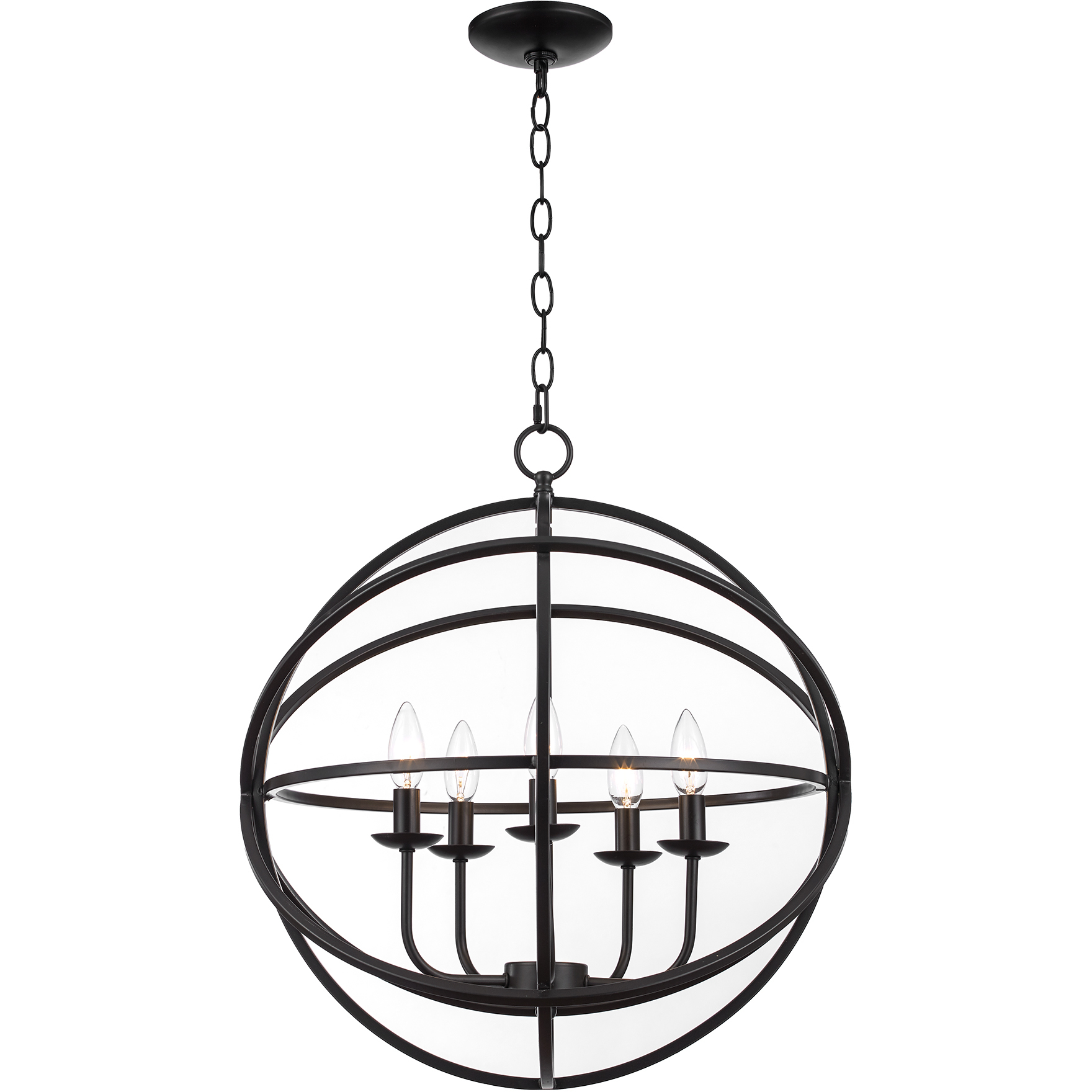 Apollo 5 Light 20 inch Rubbed Oil Bronze Pendant Ceiling Light