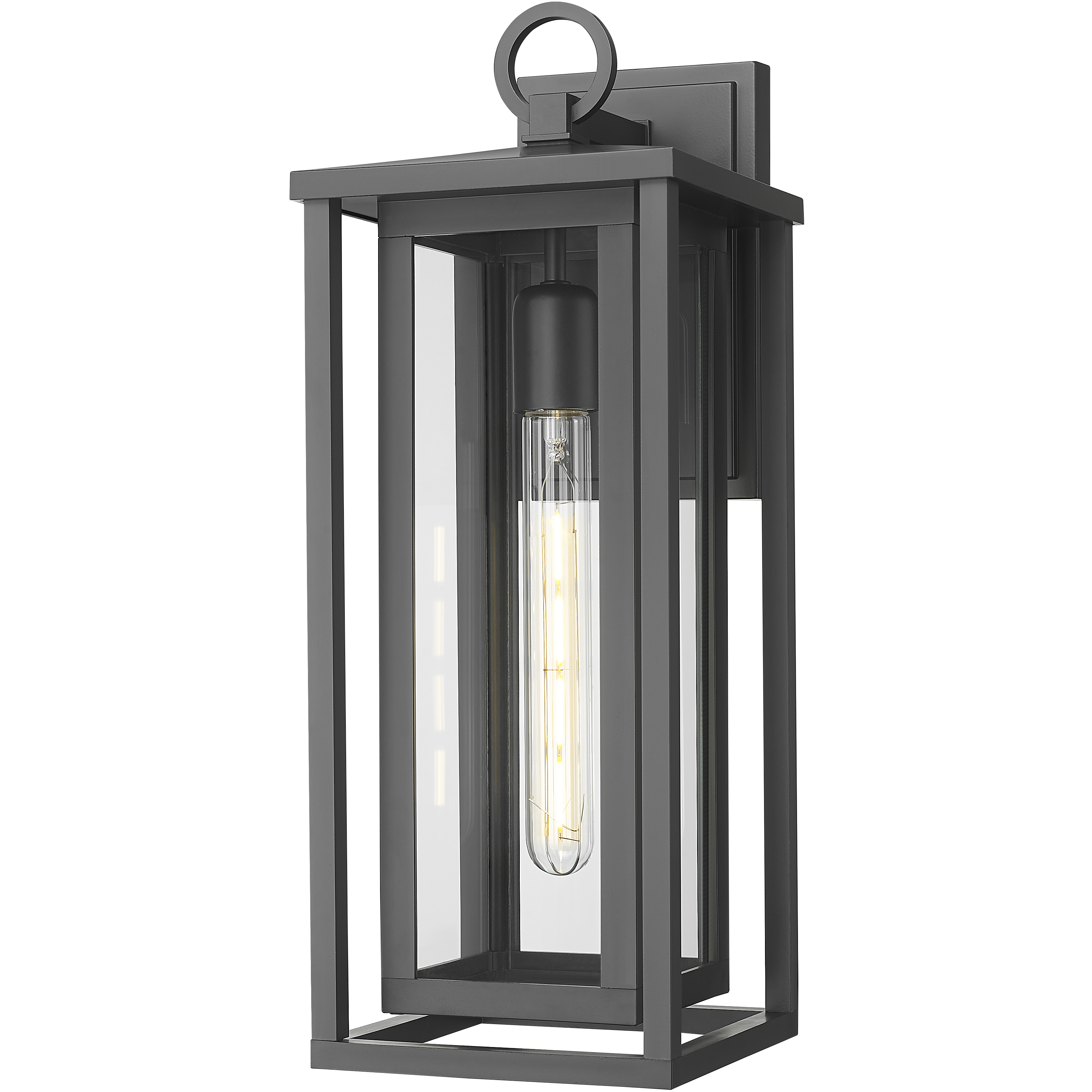 Ashland 1 Light 18 inch Matte Black Outdoor Sconce in Clear Glass