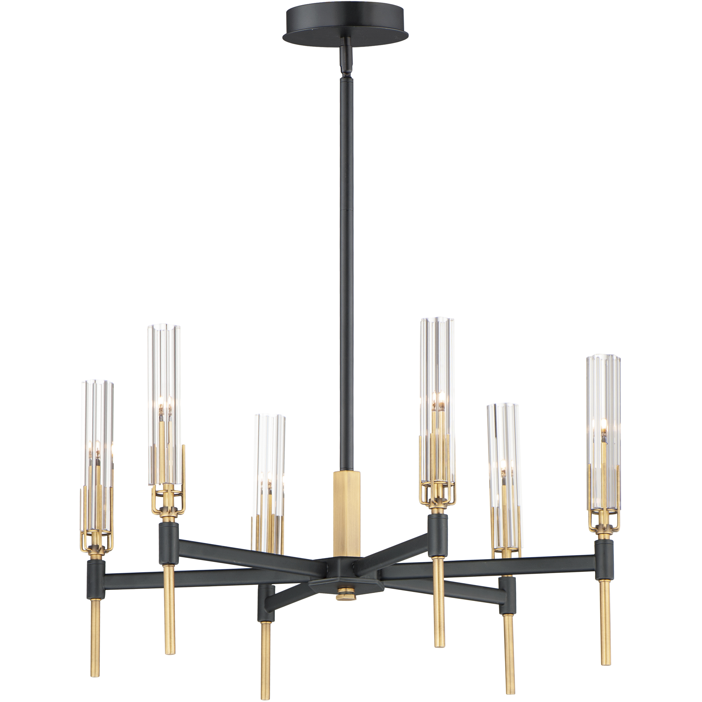 Flambeau LED 24.75 inch Black and Antique Brass Chandelier Ceiling Light