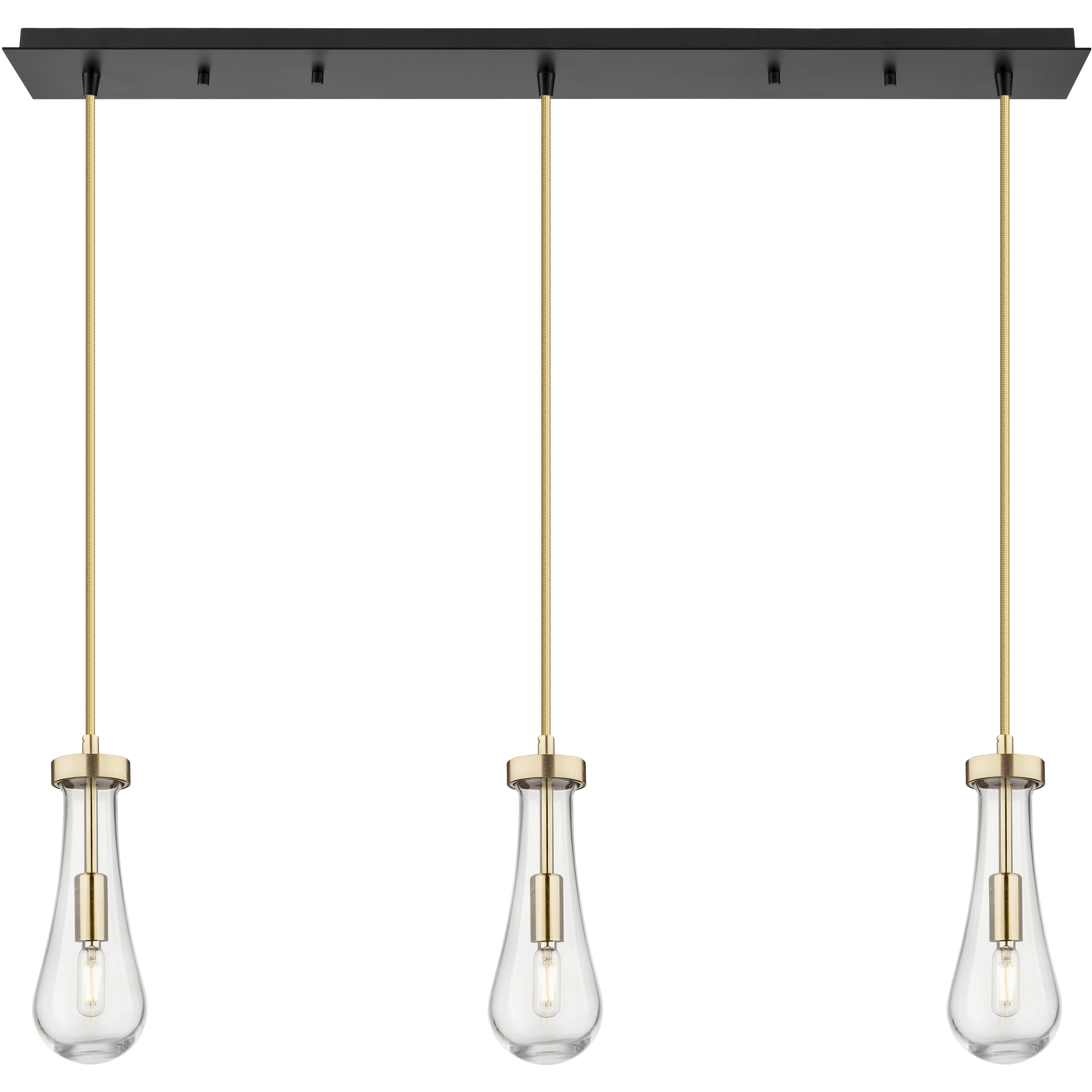 Owego 3 Light 35.5 inch Champagne Bronze Linear Pendant Ceiling Light in Clear Glass
