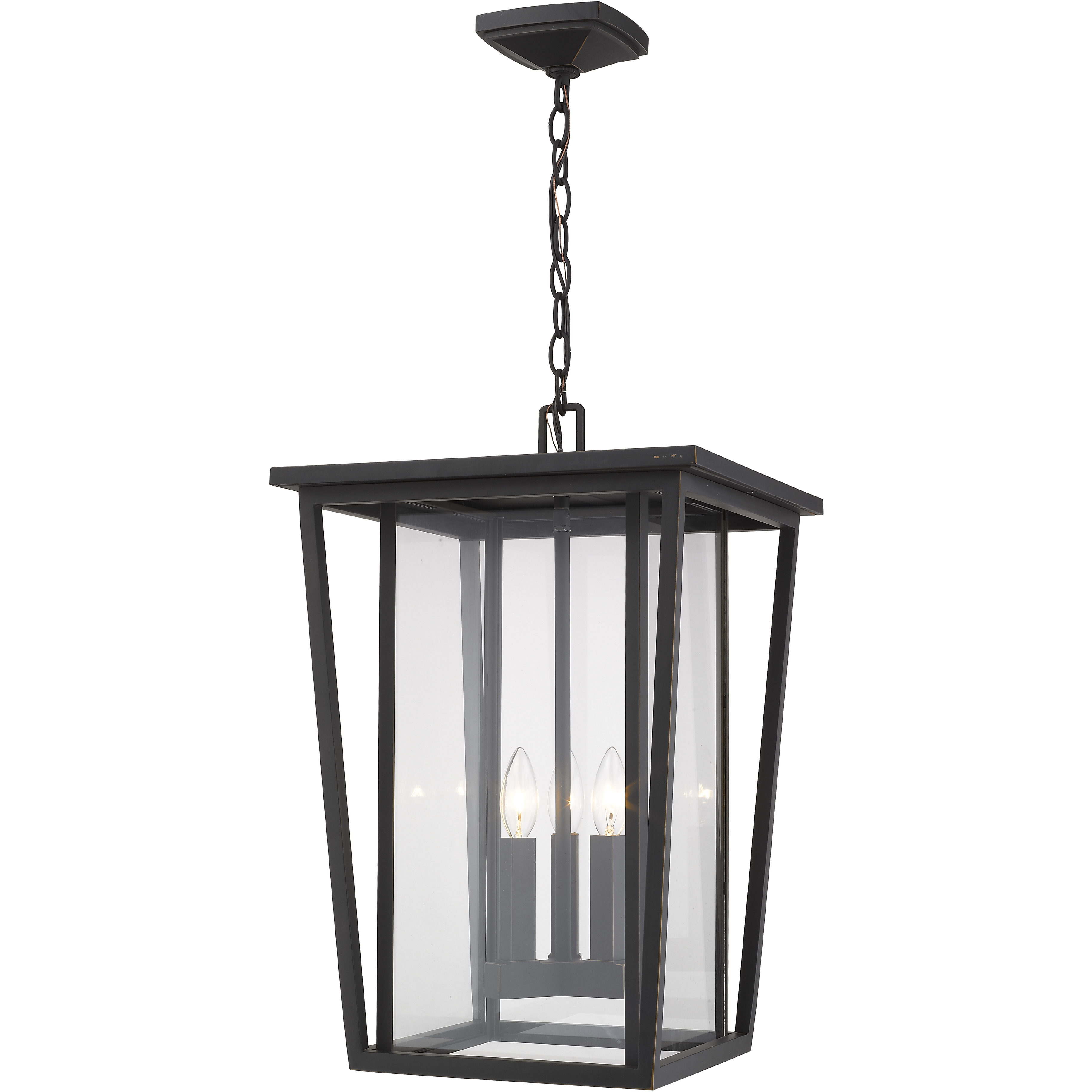 Seoul 3 Light 14 inch Oil Rubbed Bronze Outdoor Chain Mount Ceiling Fixture
