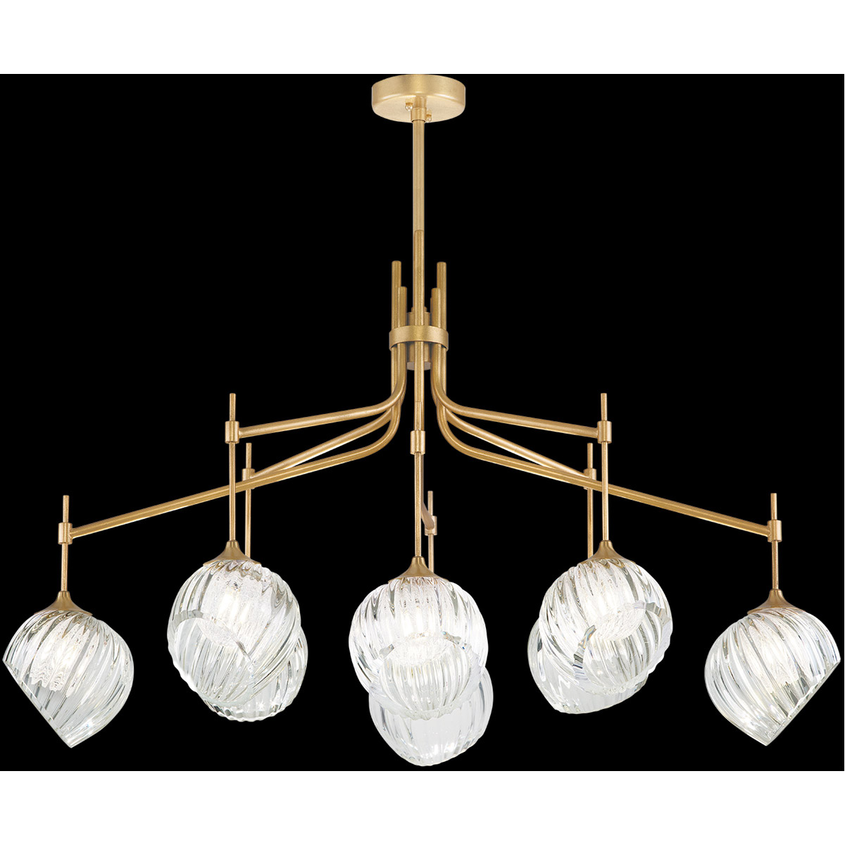 Nest Pendant Ceiling Light in Gold, White Studio Glass