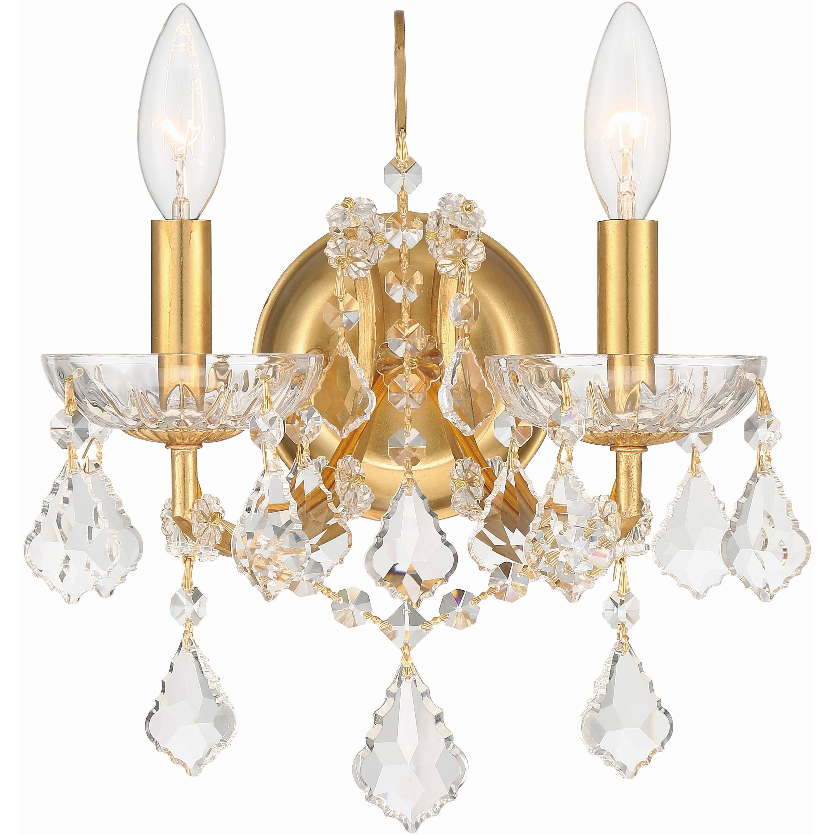 Filmore Sconce Wall Light in Clear Hand Cut, Antique Gold