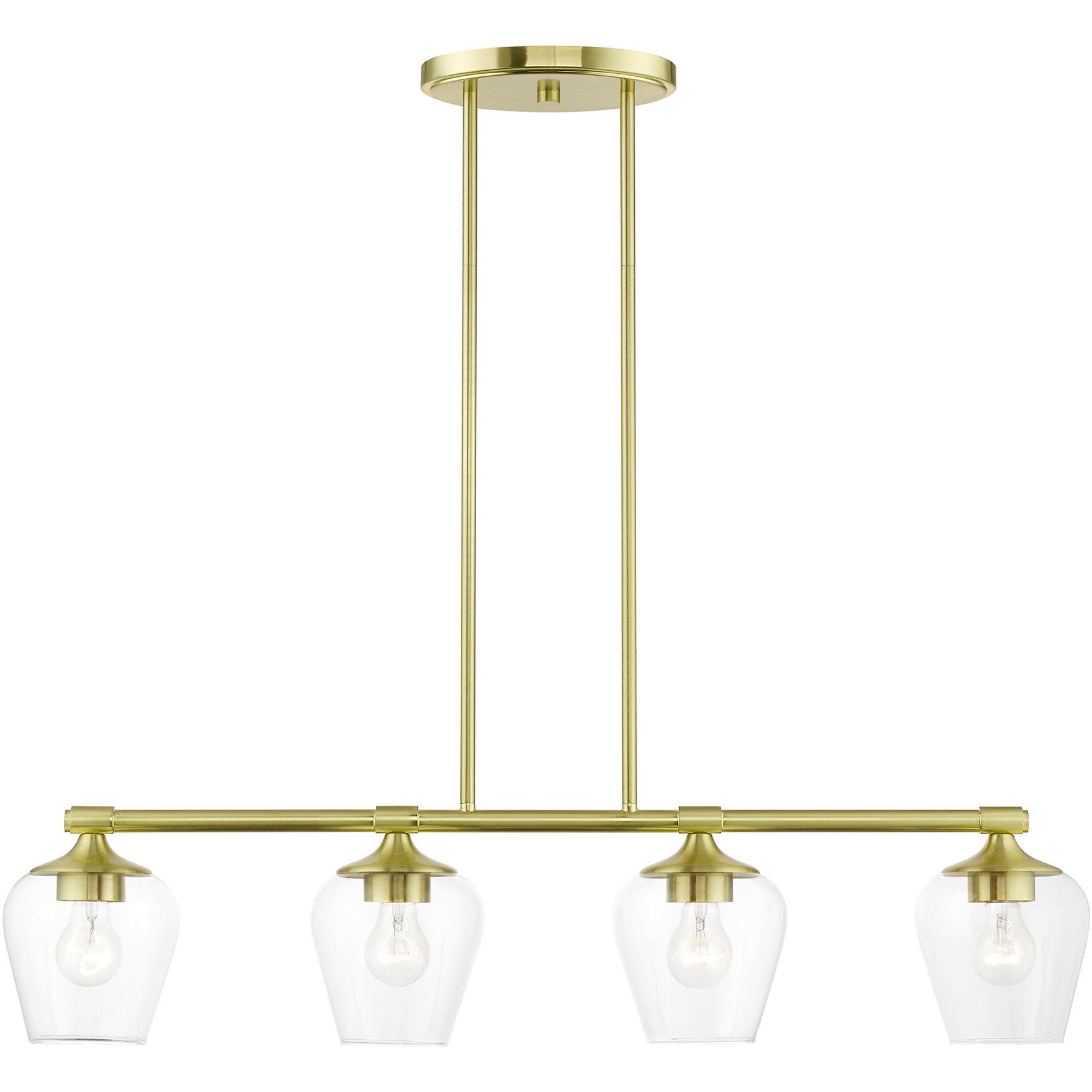Willow 4 Light 36 inch Satin Brass Linear Chandelier Ceiling Light