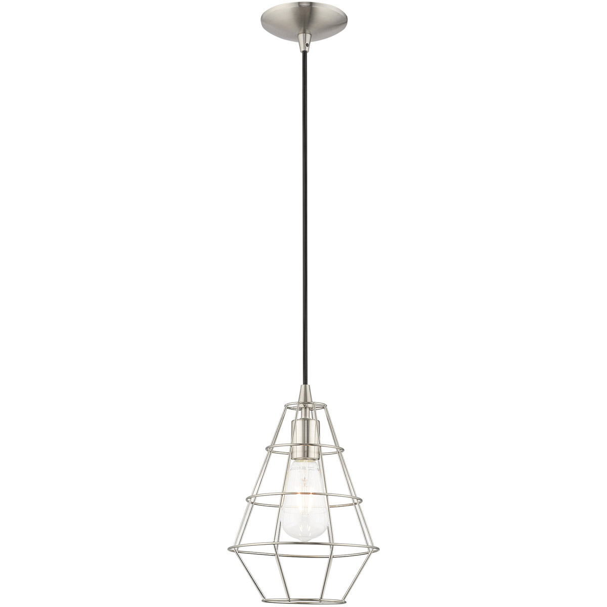 Geometric 1 Light 7.75 inch Brushed Nickel Mini Pendant Ceiling Light