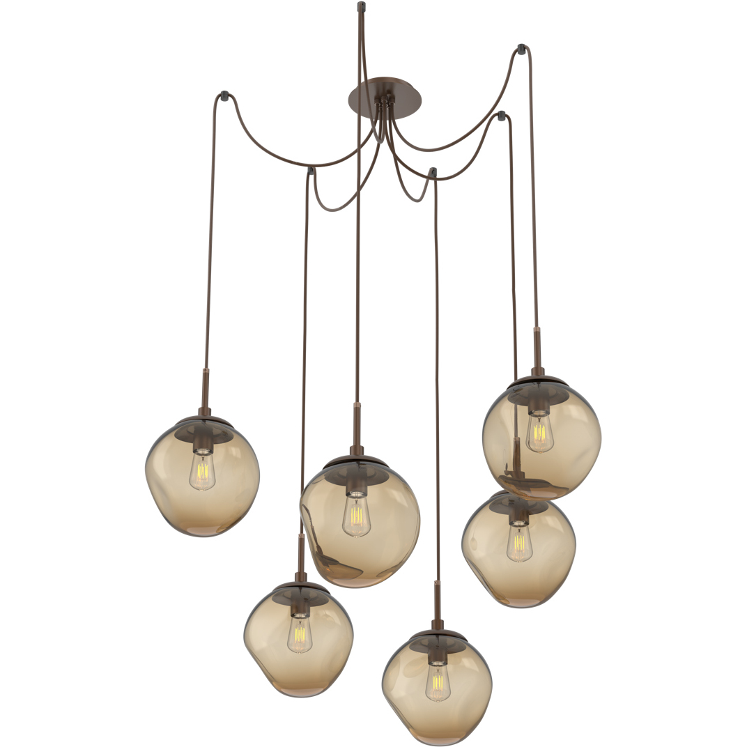 Aster 6 Light 18.7 inch Burnished Bronze Swag Multi-Pendant Ceiling Light