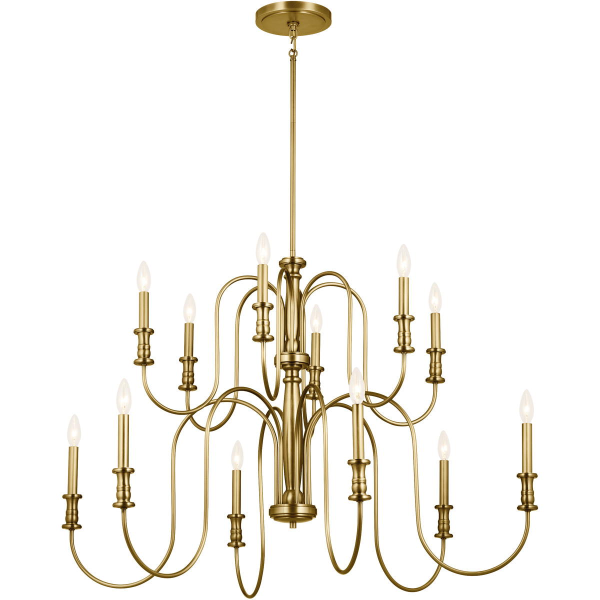 Homestead Karthe 12 Light 42 inch Natural Brass Chandelier Ceiling Light