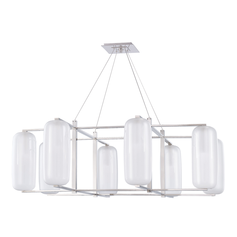 Pebble 8 Light 48 inch Polished Nickel Chandelier Ceiling Light