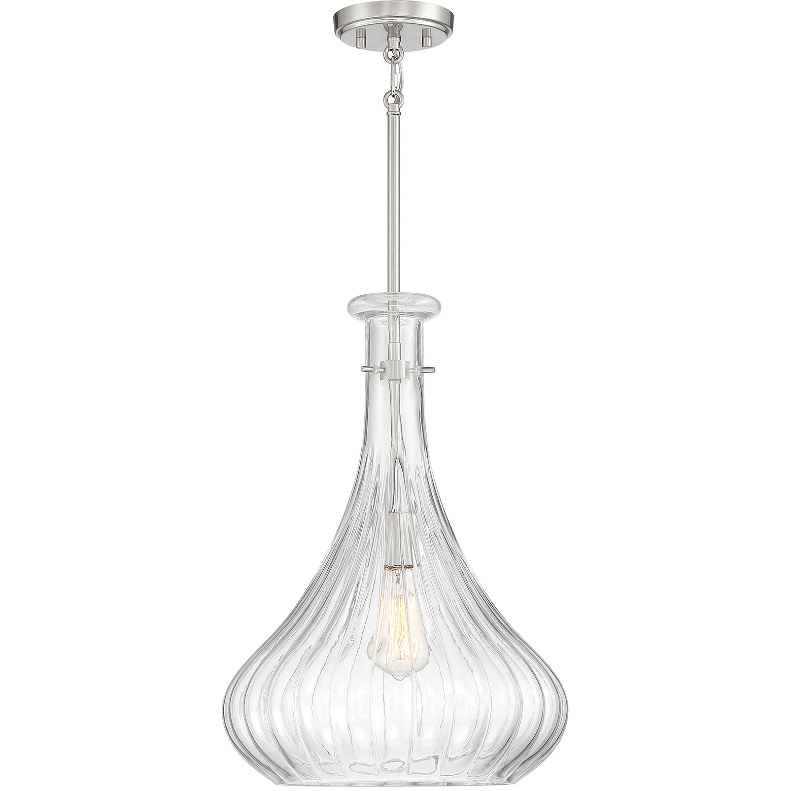 Bristo 1 Light 14 inch Satin Nickel Pendant Ceiling Light, Essentials