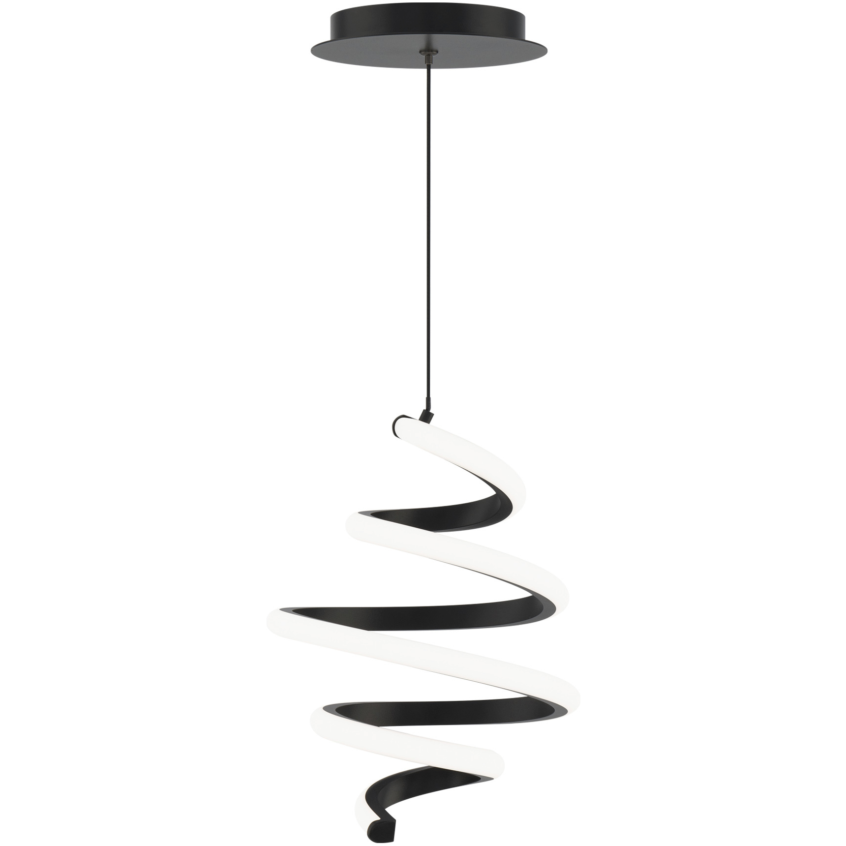 Whirl LED 8.25 inch Black Pendant Ceiling Light in 2700K, dweLED