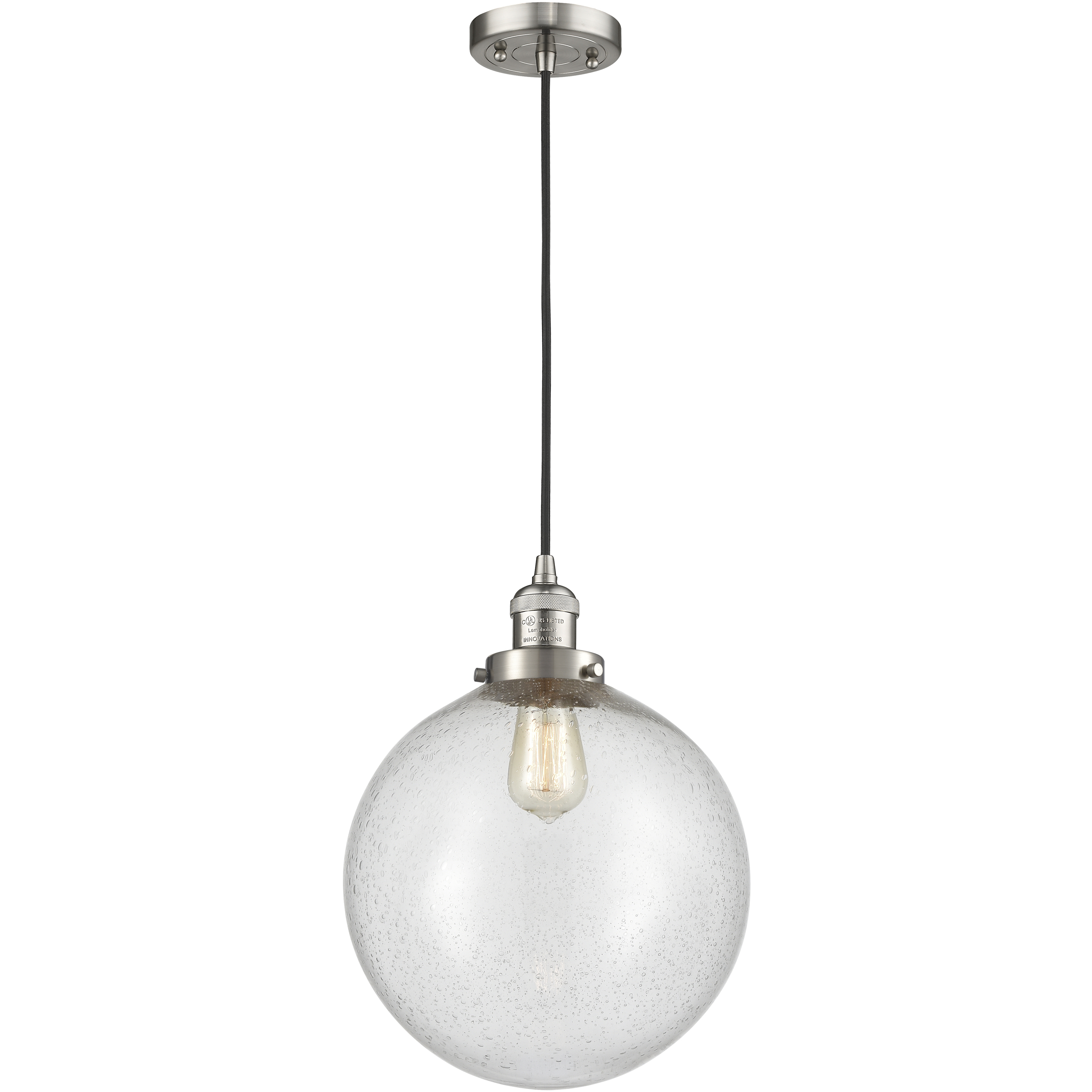 Franklin Restoration Beacon 1 Light 12 inch Brushed Satin Nickel Mini Pendant Ceiling Light in Incandescent, Seedy, Franklin Restoration