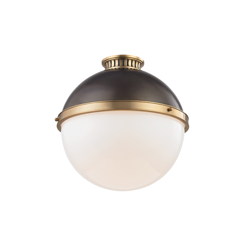 Latham 1 Light 14.75 inch Aged/Antique Distressed Bronze Flush Mount Ceiling Light