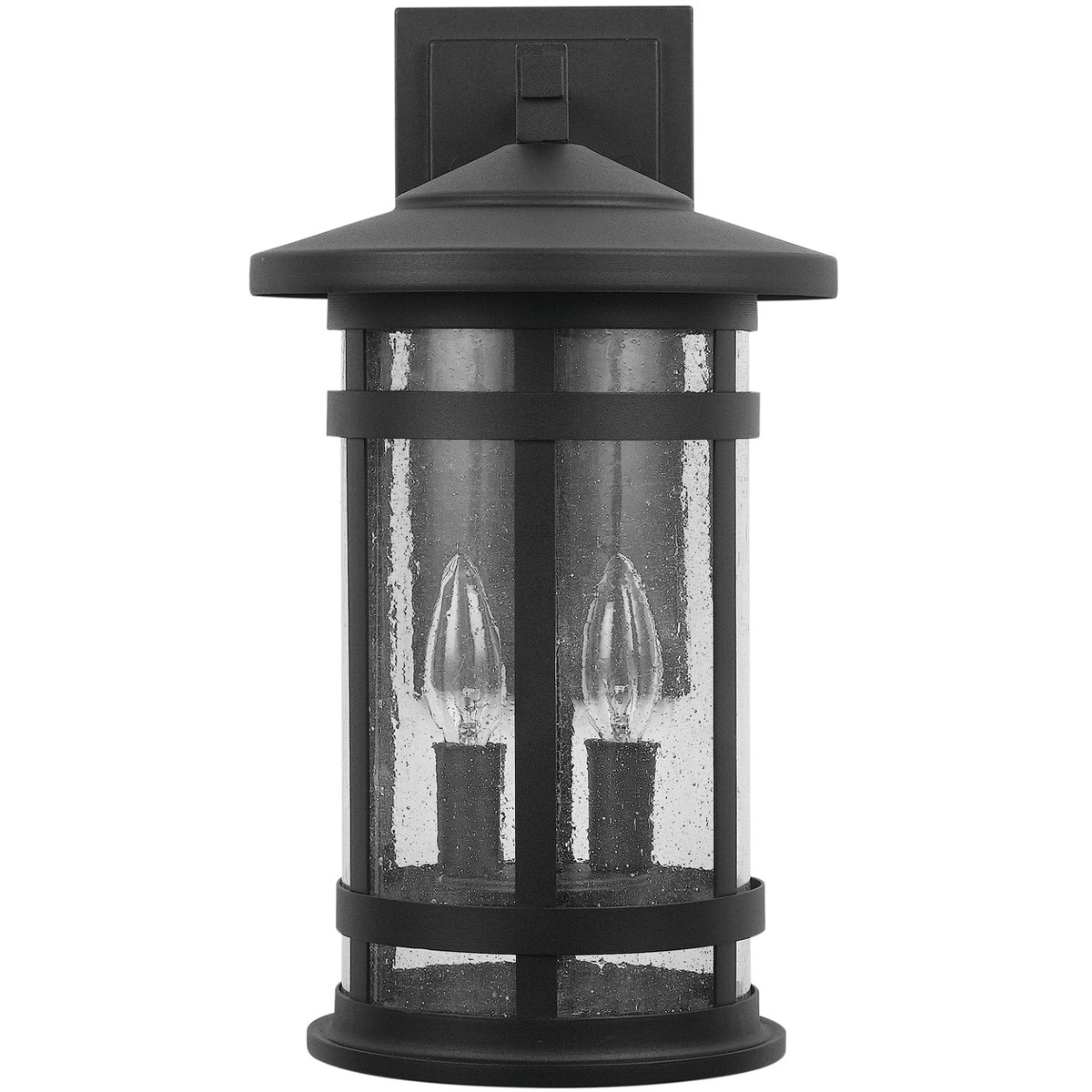 Mission Hills 2 Light 16.5 inch Black Outdoor Wall Lantern