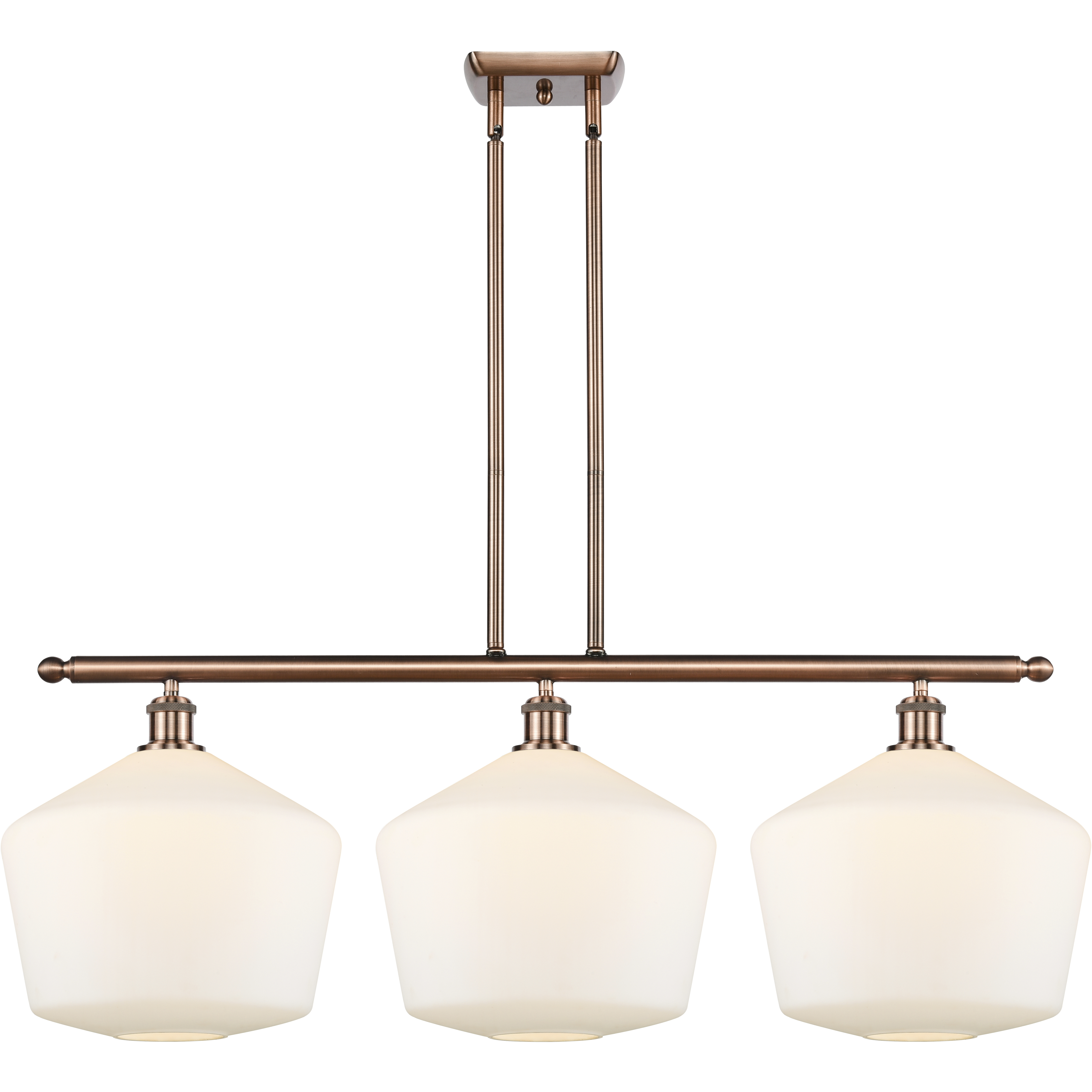Ballston Cindyrella 3 Light 39 inch Antique Copper Island Light Ceiling Light in Incandescent, Matte White Glass