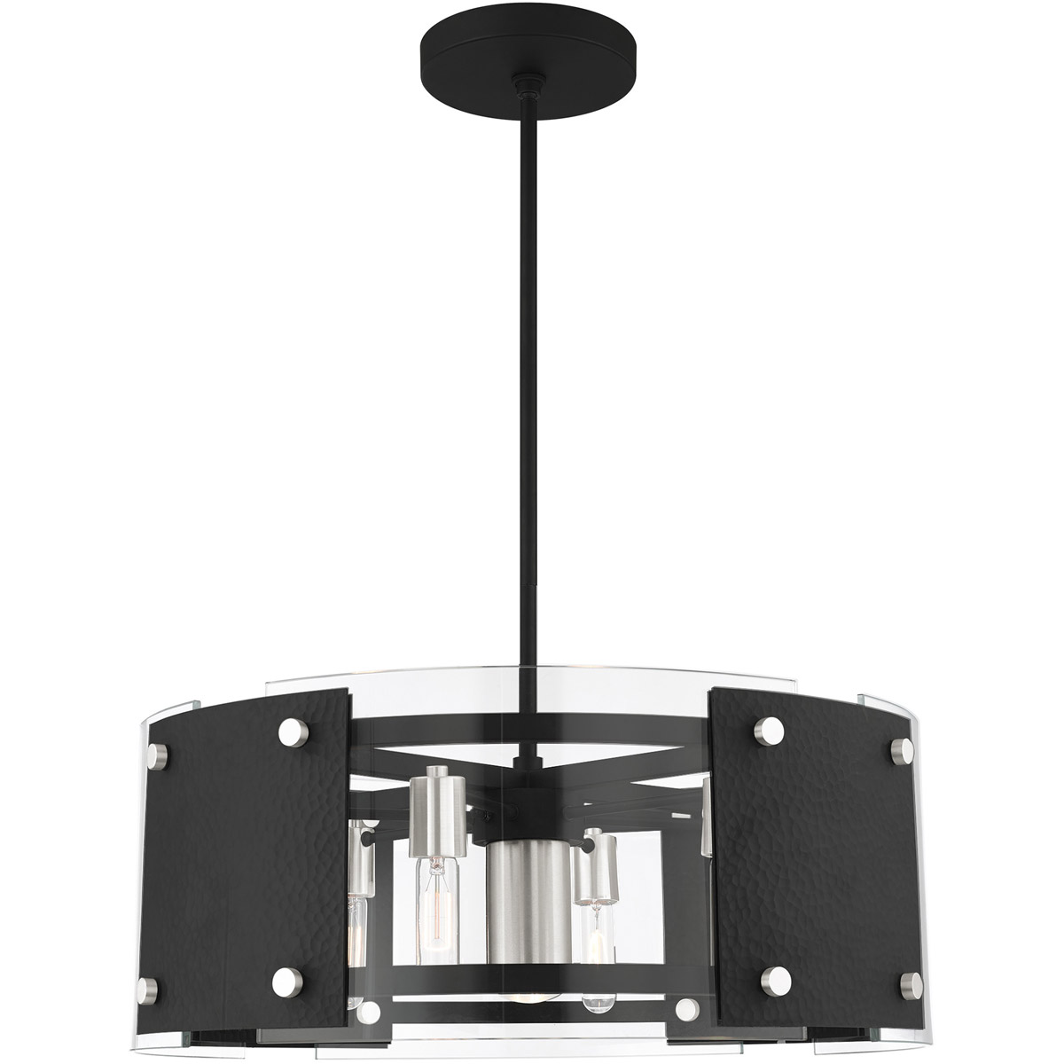 Barcelona 7 Light 27.25 inch Black with Brushed Nickel Accents Pendant Chandelier Ceiling Light