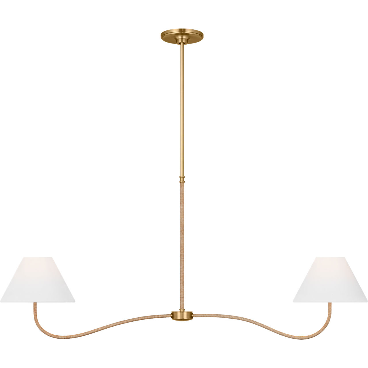 C&M by Chapman & Myers Laguna 2 Light 51.5 inch Burnished Brass Linear Chandelier Ceiling Light