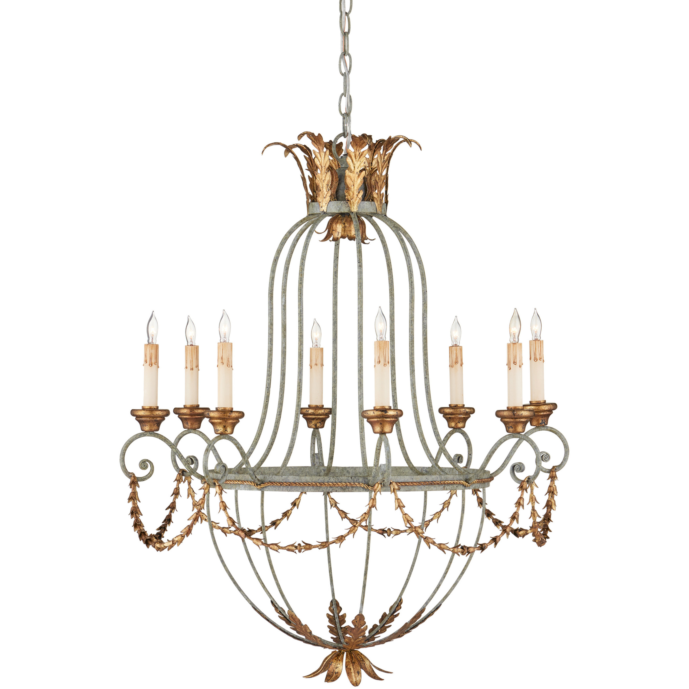 Elegance 8 Light 29 inch Gold Leaf Chandelier Ceiling Light