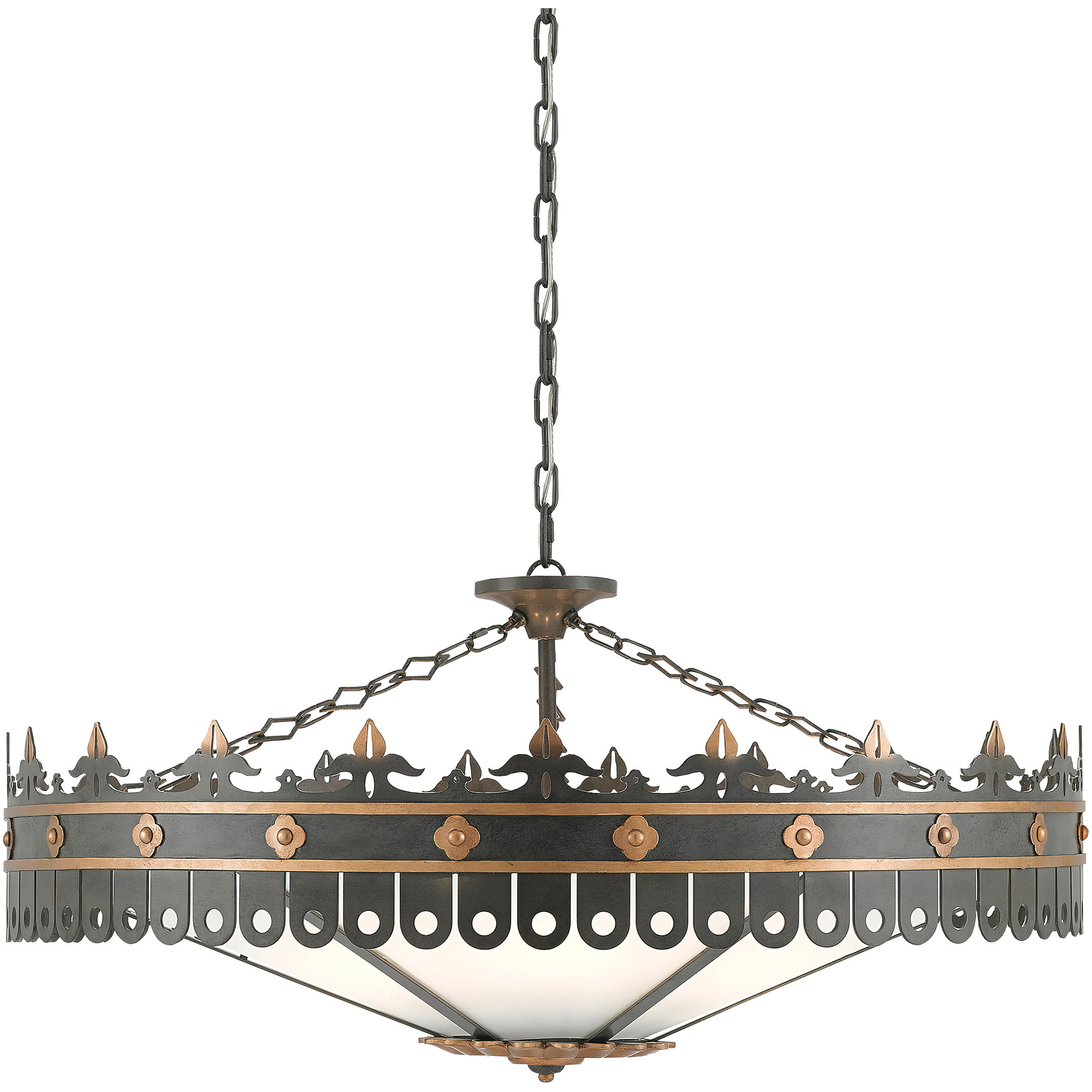 Berkeley 6 Light 40 inch Antique Gold and Moss Gray Chandelier Ceiling Light, Bunny Williams Collection