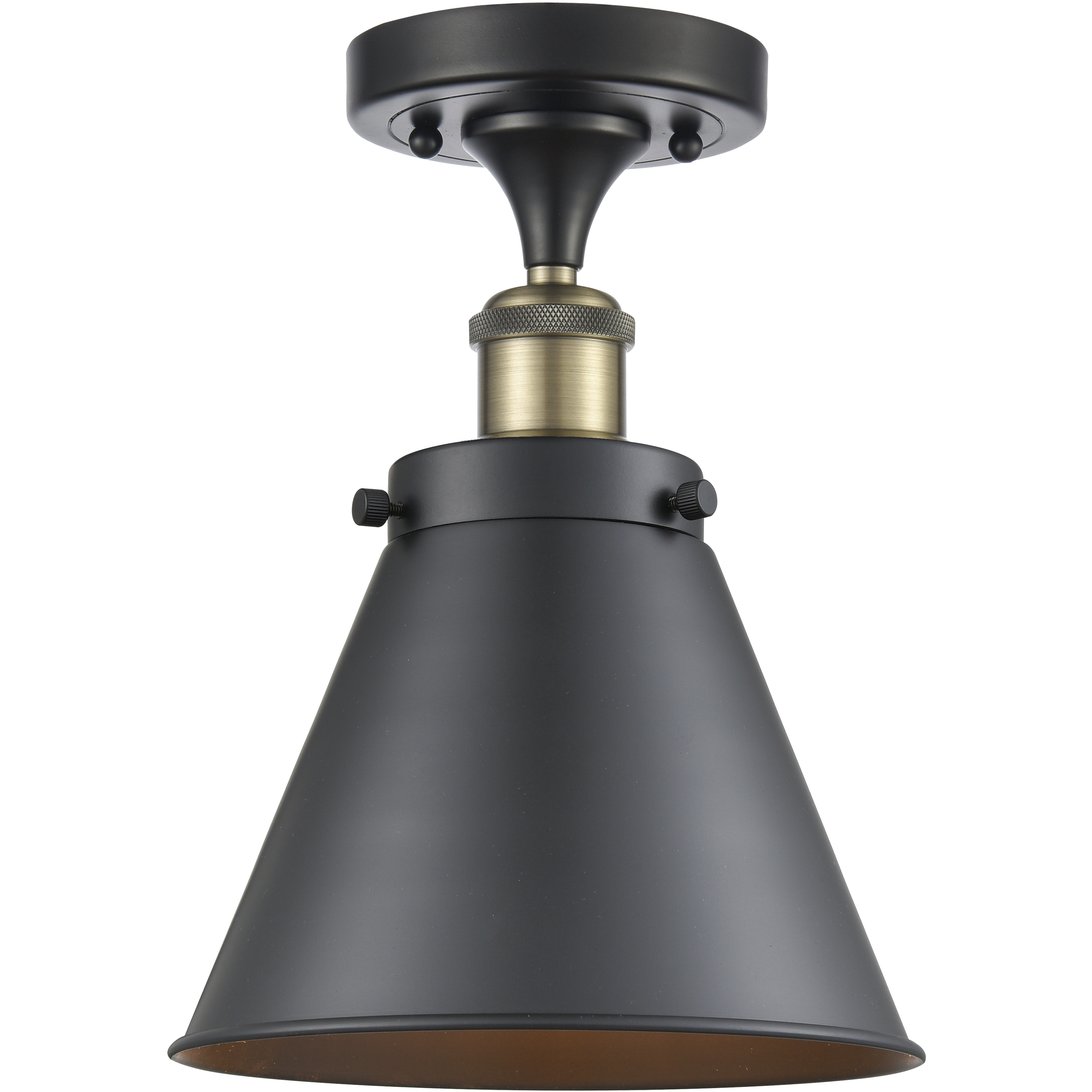 Appalachian 1 Light 8 inch Black Antique Brass Semi-Flush Mount Ceiling Light