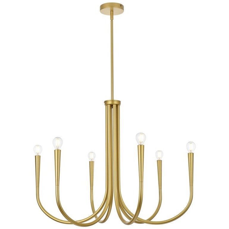 Layne 6 Light 30 inch Brass Chandelier Ceiling Light