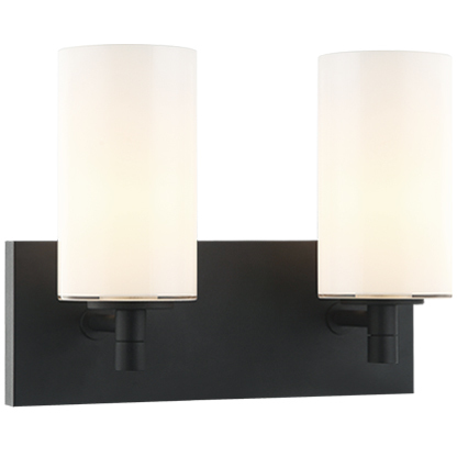 Candela 2 Light 13 inch Matte Black Wall Sconce Wall Light in Matte Black and Opal Glass