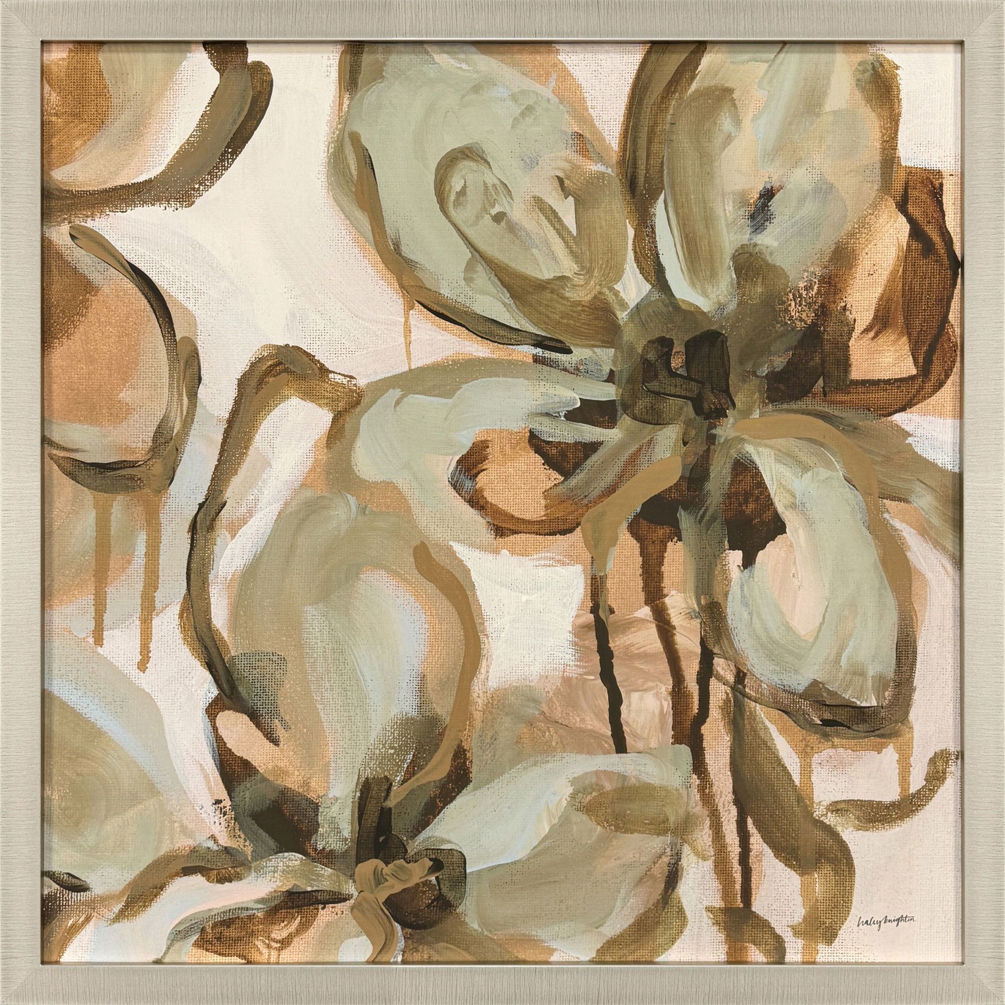 Petal Play Green and Brown and Multi and Pink Framed Art