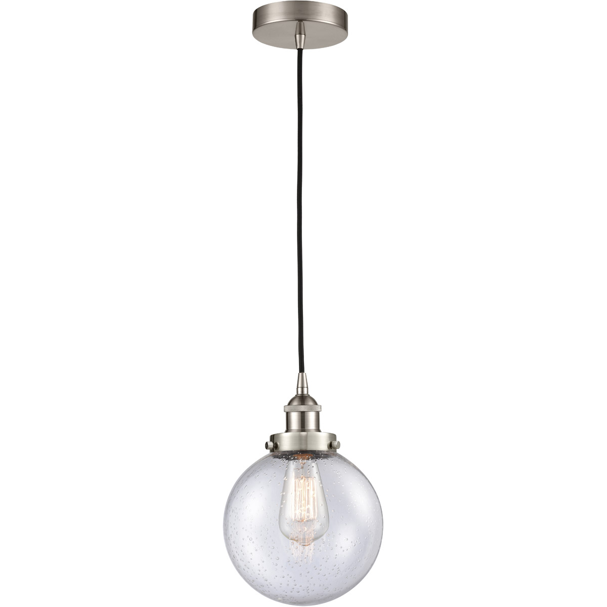 Edison Beacon 1 Light 8 inch Brushed Satin Nickel Mini Pendant Ceiling Light