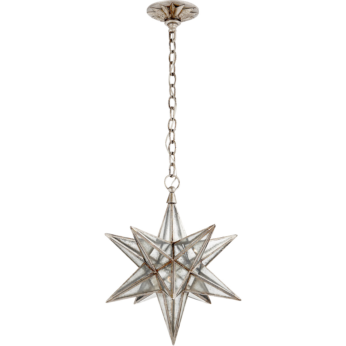 Chapman & Myers Moravian Star 1 Light 18 inch Burnished Silver Leaf Star Lantern Pendant Ceiling Light, Medium