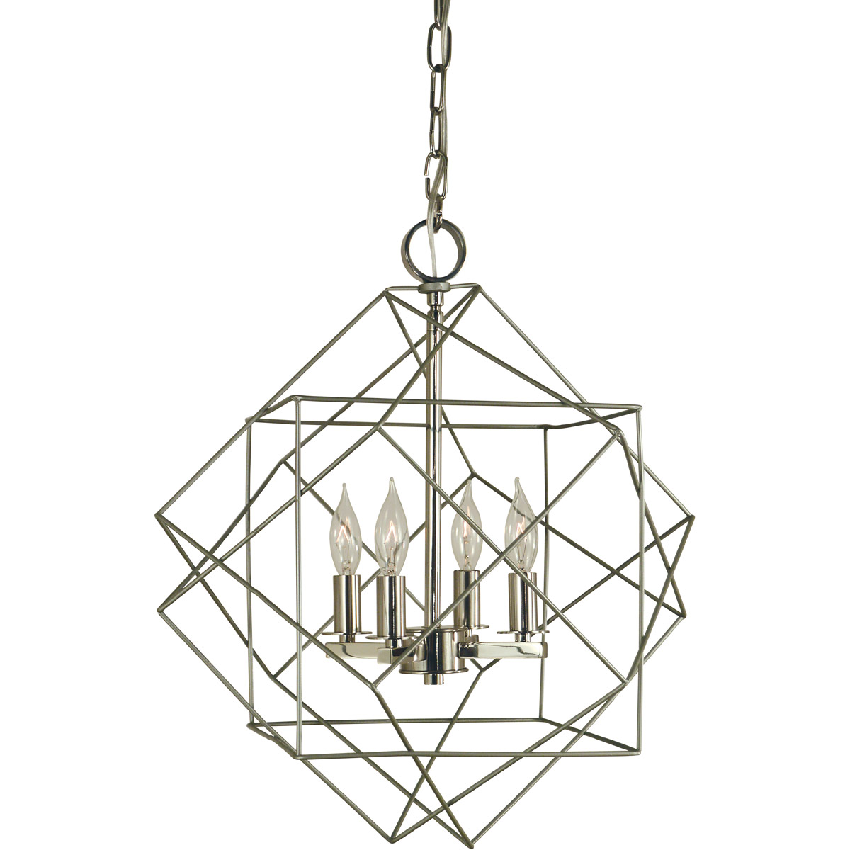 Etoile 4 Light 15 inch Satin Pewter with Polished Nickel Mini Chandelier Ceiling Light in Satin Pewter/Polished Nickel