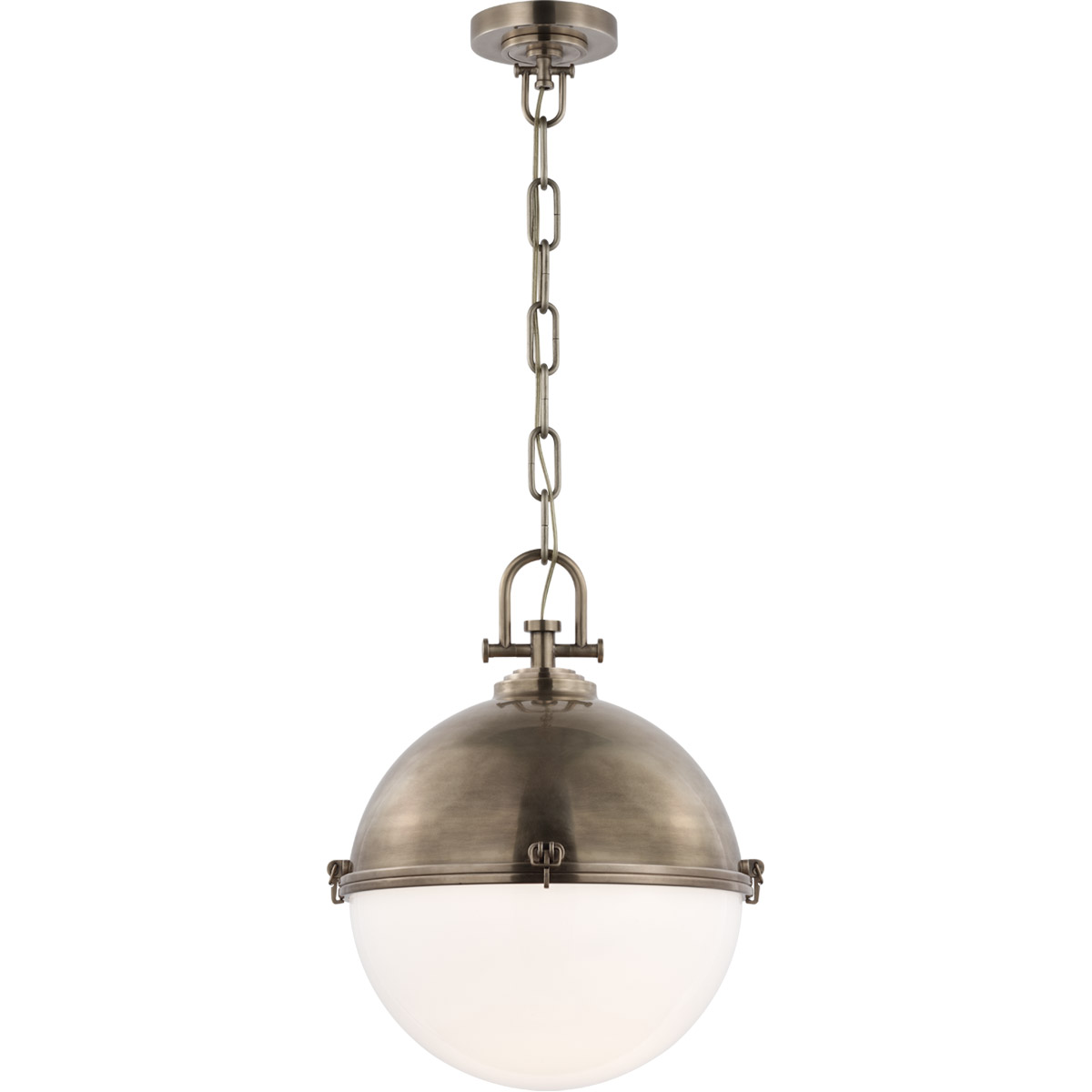 Visual Comfort Signature Collection Chapman & Myers Adrian LED 17 inch Antique Nickel Globe Pendant Ceiling Light, Large CHC5491AN-WG - Open Box
