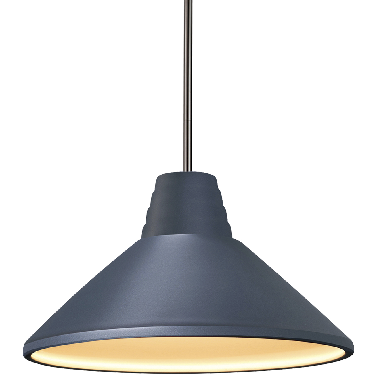 Radiance Collection - Ziggurat Single Drop Pendant in Rigid Stem Kit, Brushed Nickel, Replaceable Bulb, Midnight Sky, Form+Finish+Function