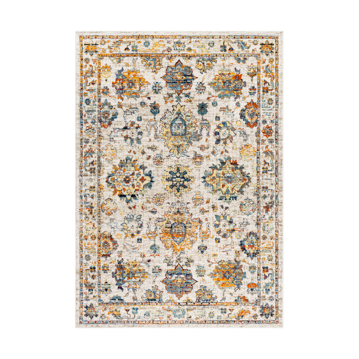 John 87 X 63 inch Aqua/Dark Blue/Bright Orange/Bright Red Rugs, Rectangle
