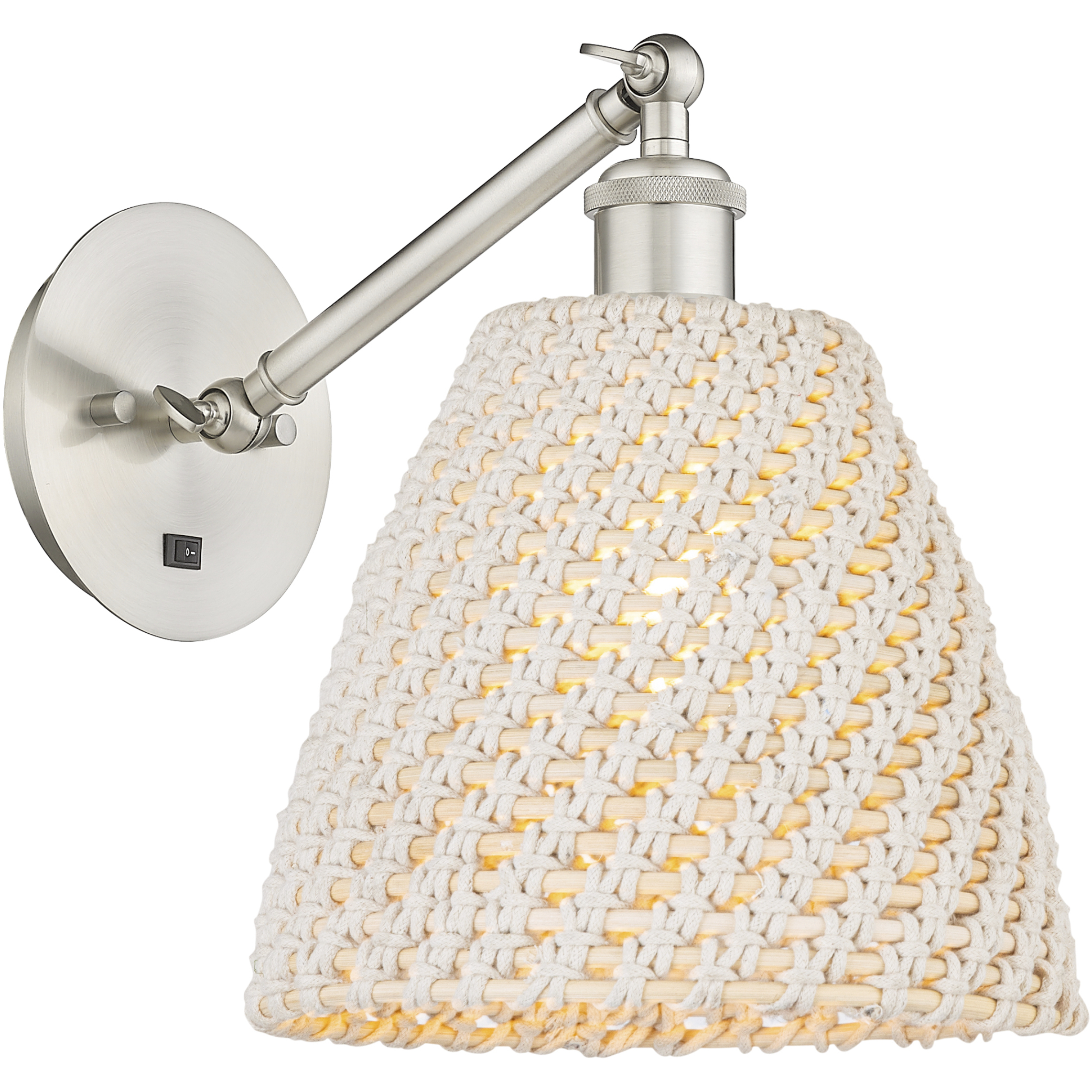 Ballston Bristol Natural Armed Sconce Wall Light in Brushed Satin Nickel
