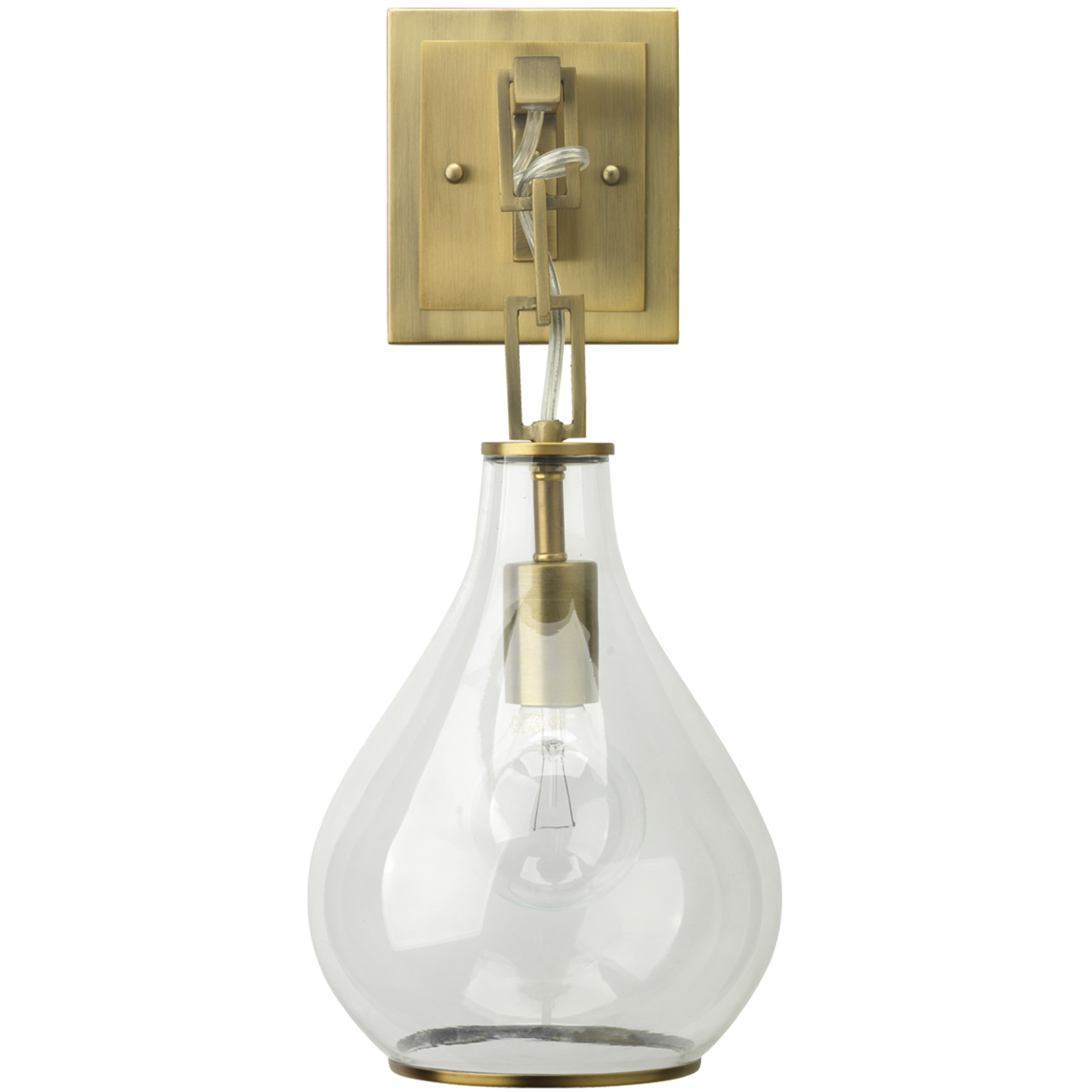 Tear Drop Hanging 1 Light 7.5 inch Clear Glass & Antique Brass Wall Sconce Wall Light in Clear Glass and Antique Brass