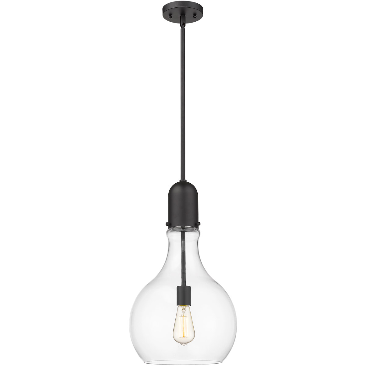 Amherst LED 11.75 inch Matte Black Mini Pendant Ceiling Light in Clear Glass