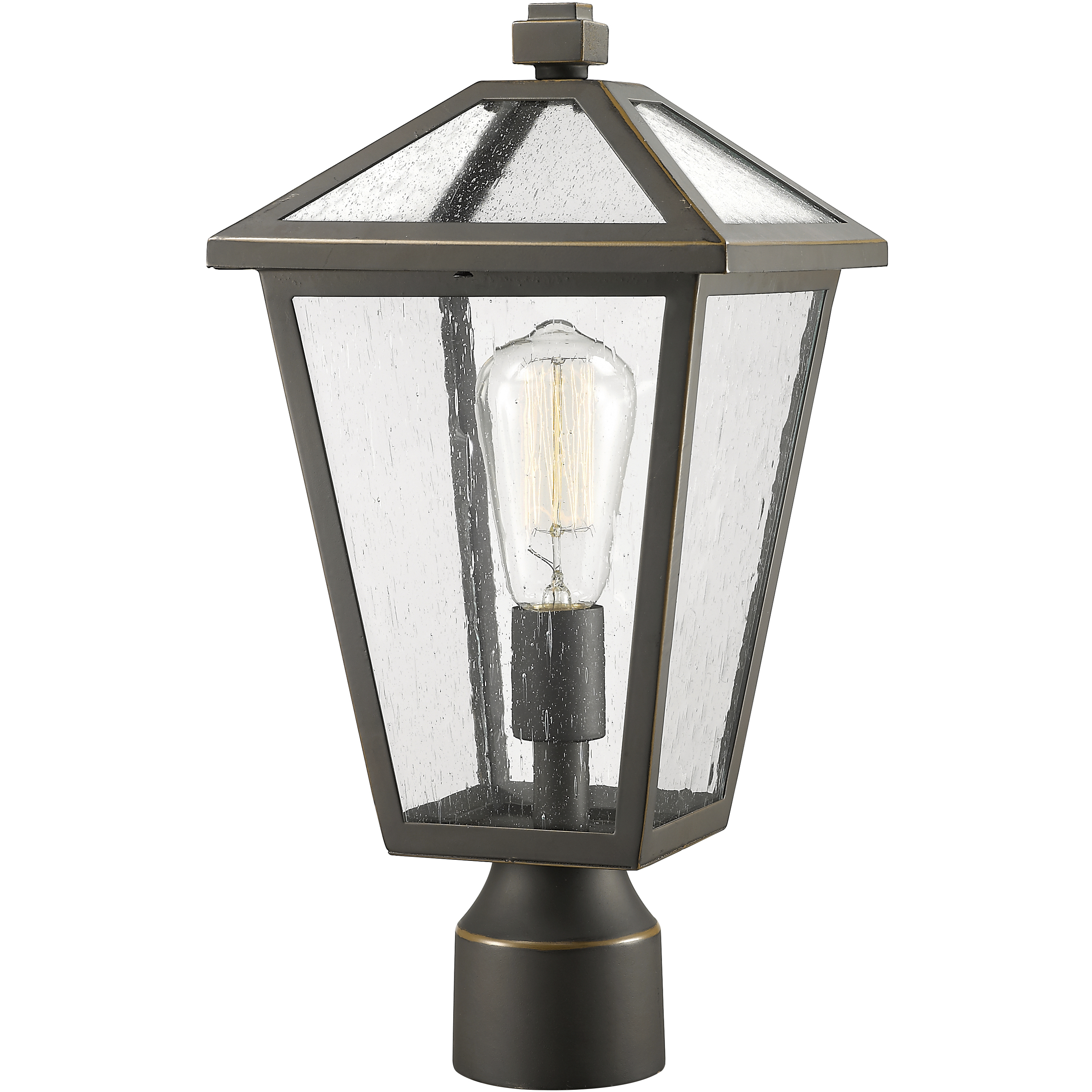 Talbot 1 Light 16.5 inch Oil Rubbed Bronze Outdoor Post Mount Fixture in Seedy Glass