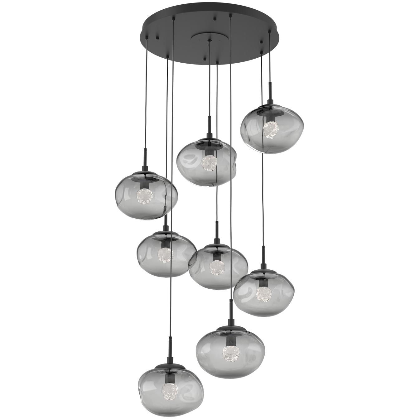Nova LED LED Matte Black Chandelier Ceiling Light, Round Multi-Port