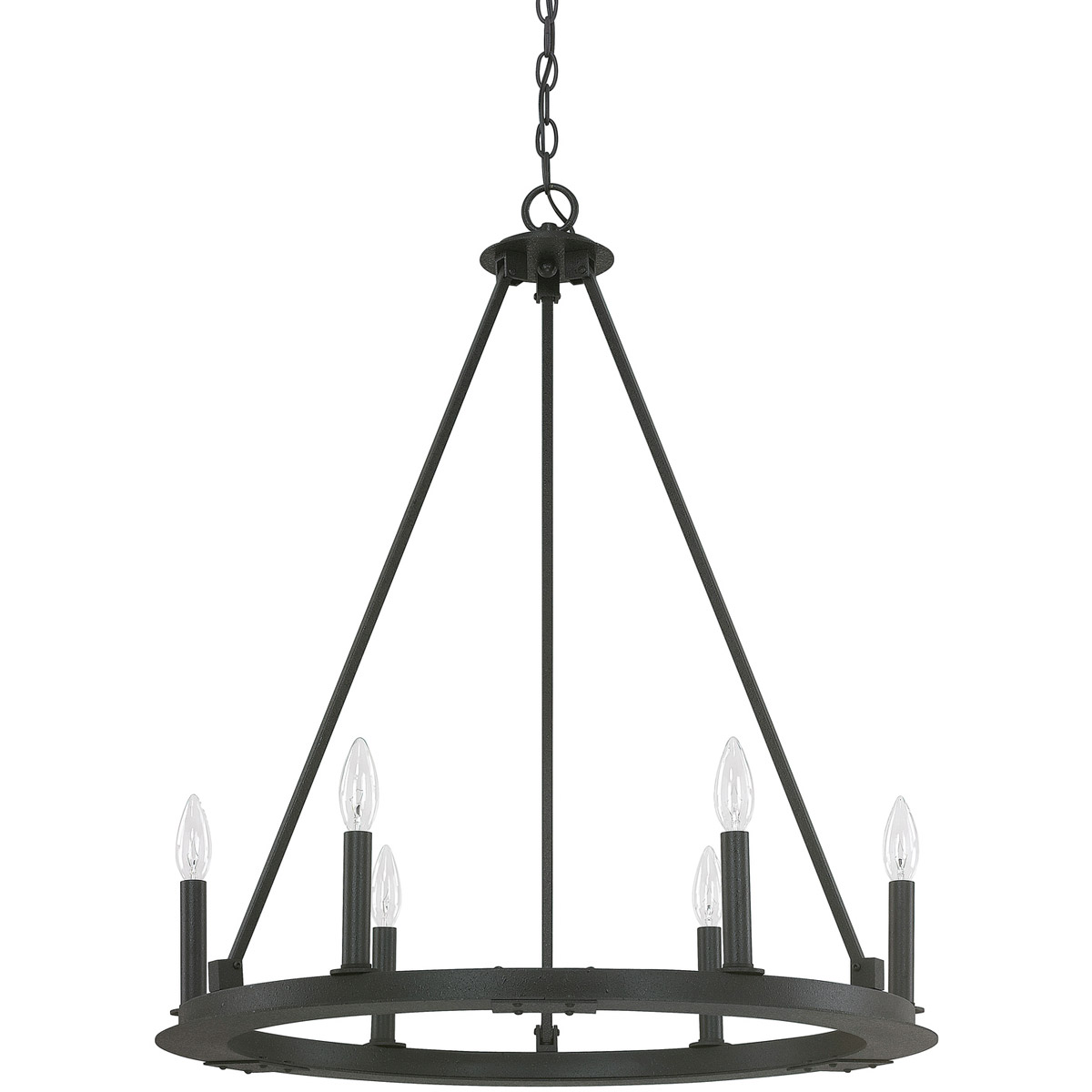 Pearson 6 Light 26 inch Black Iron Chandelier Ceiling Light