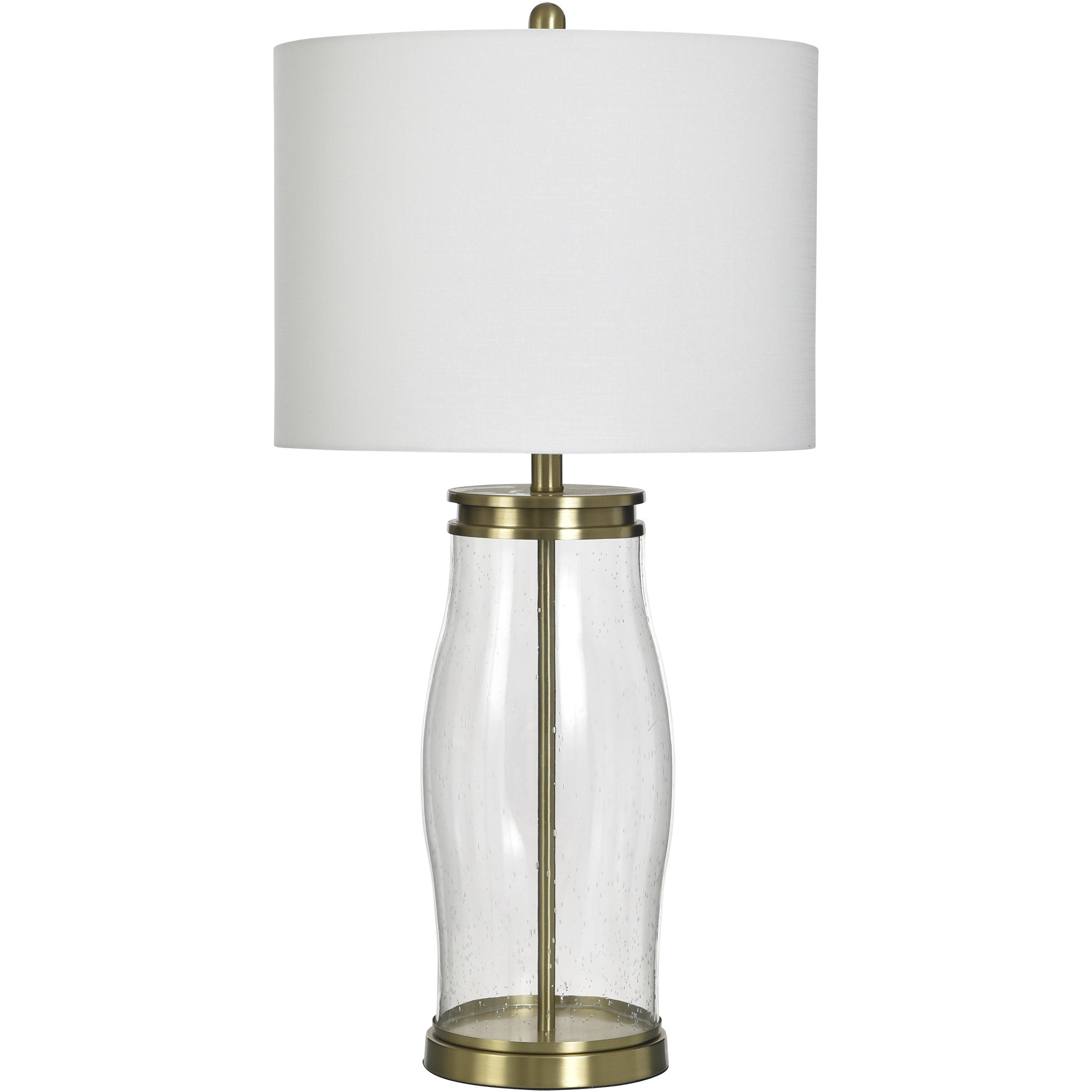 Solenne 32.5 inch 100 watt Brass and Clear and White Table Lamp Portable Light