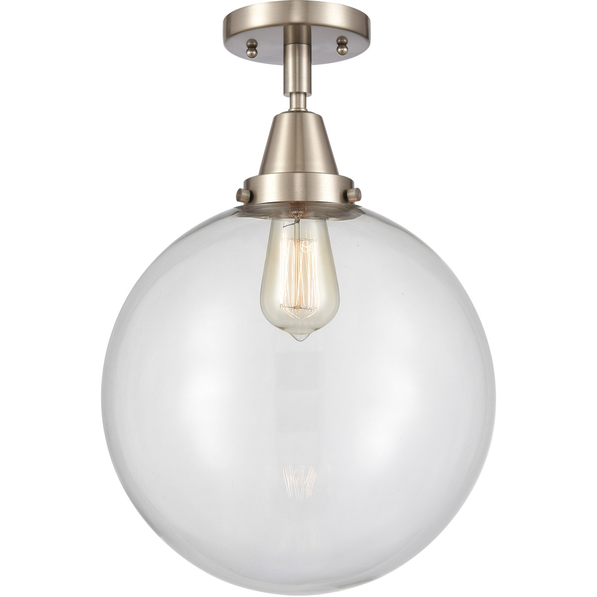 Beacon LED 12 inch Brushed Satin Nickel Flush Mount Ceiling Light in Clear Glass