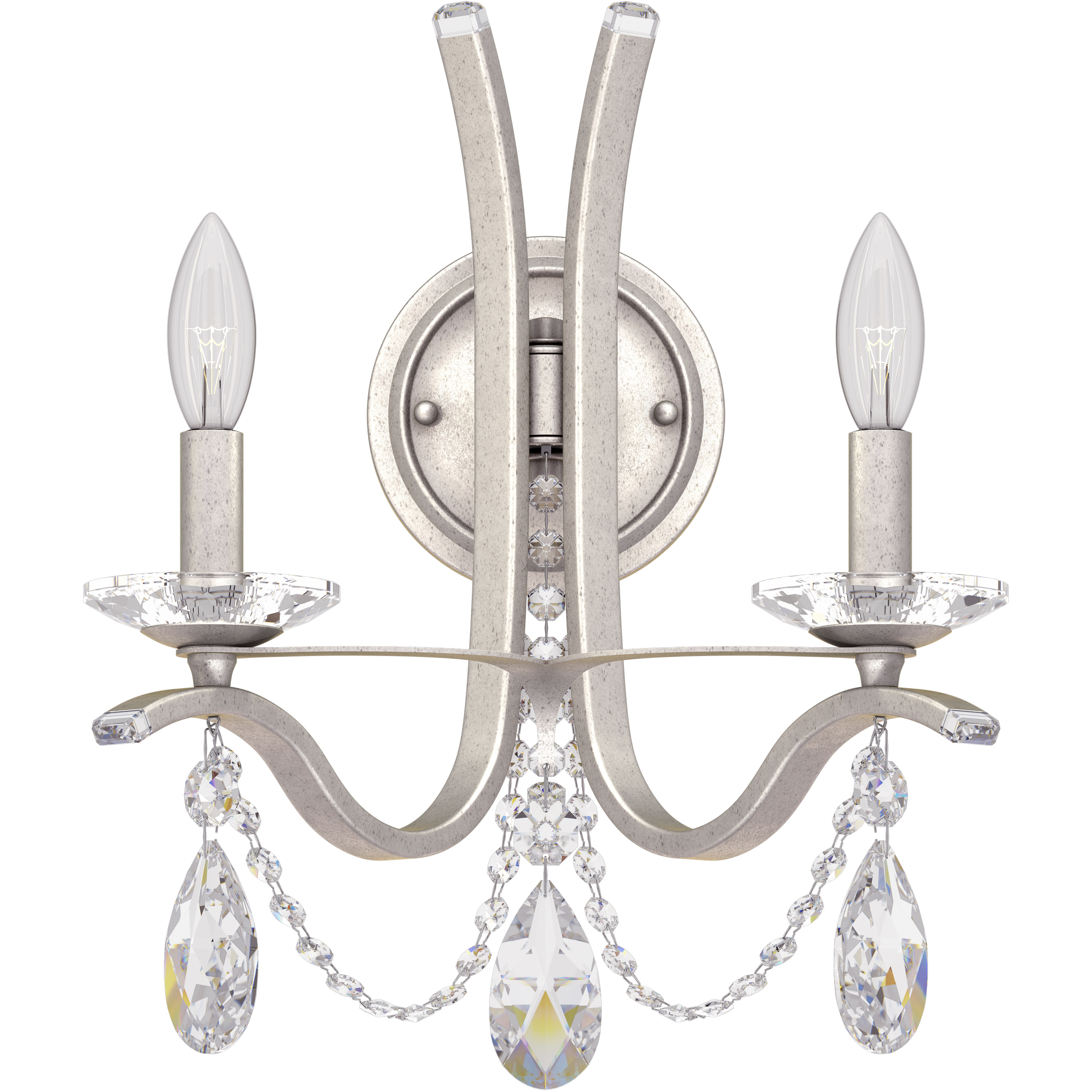 Vesca 2 Light 9 inch Antique Silver Wall Sconce Wall Light in Heritage