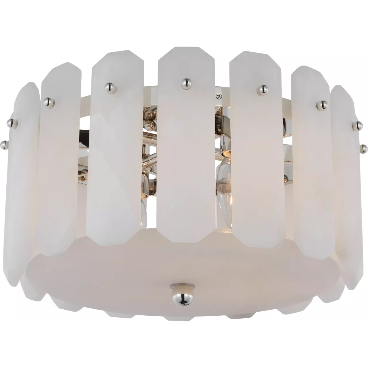 AERIN Bonnington 4 Light 14.25 inch Polished Nickel Flush Mount Ceiling Light in Alabaster, Small