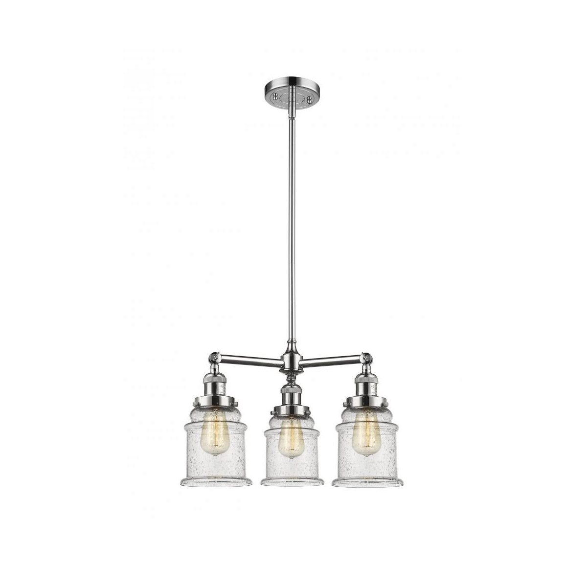 Franklin Restoration Canton 3 Light 18 inch Polished Chrome Chandelier Ceiling Light in Seedy Glass, Franklin Restoration