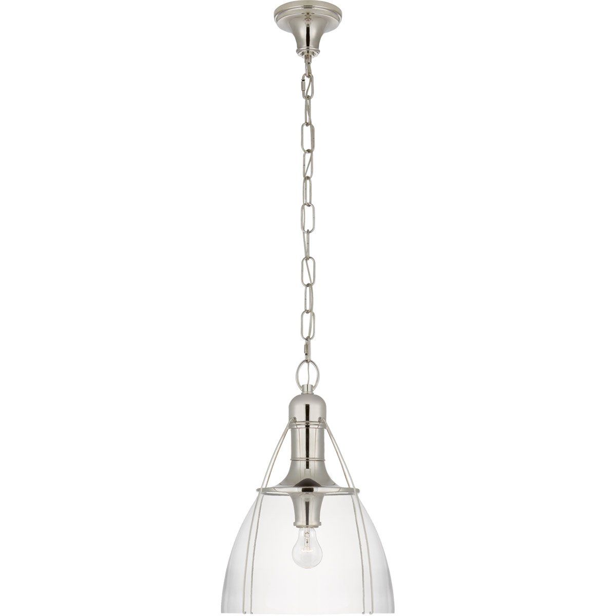 Chapman & Myers Prestwick 1 Light 14 inch Polished Nickel Pendant Ceiling Light in Clear Glass